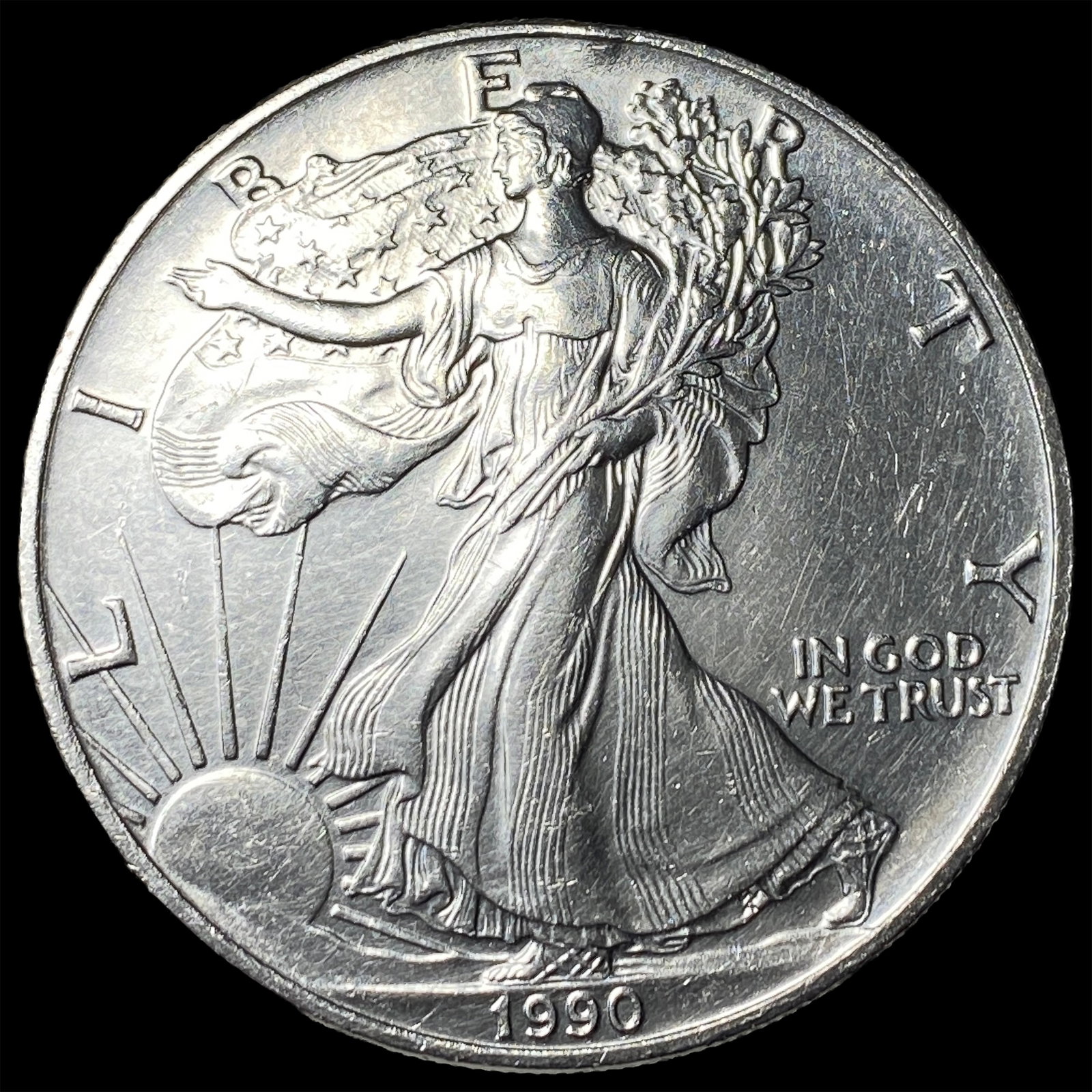 1990 1 oz Silver American Eagle $1 GEM BU: 1990 1 oz Silver American Eagle $1 GEM BU