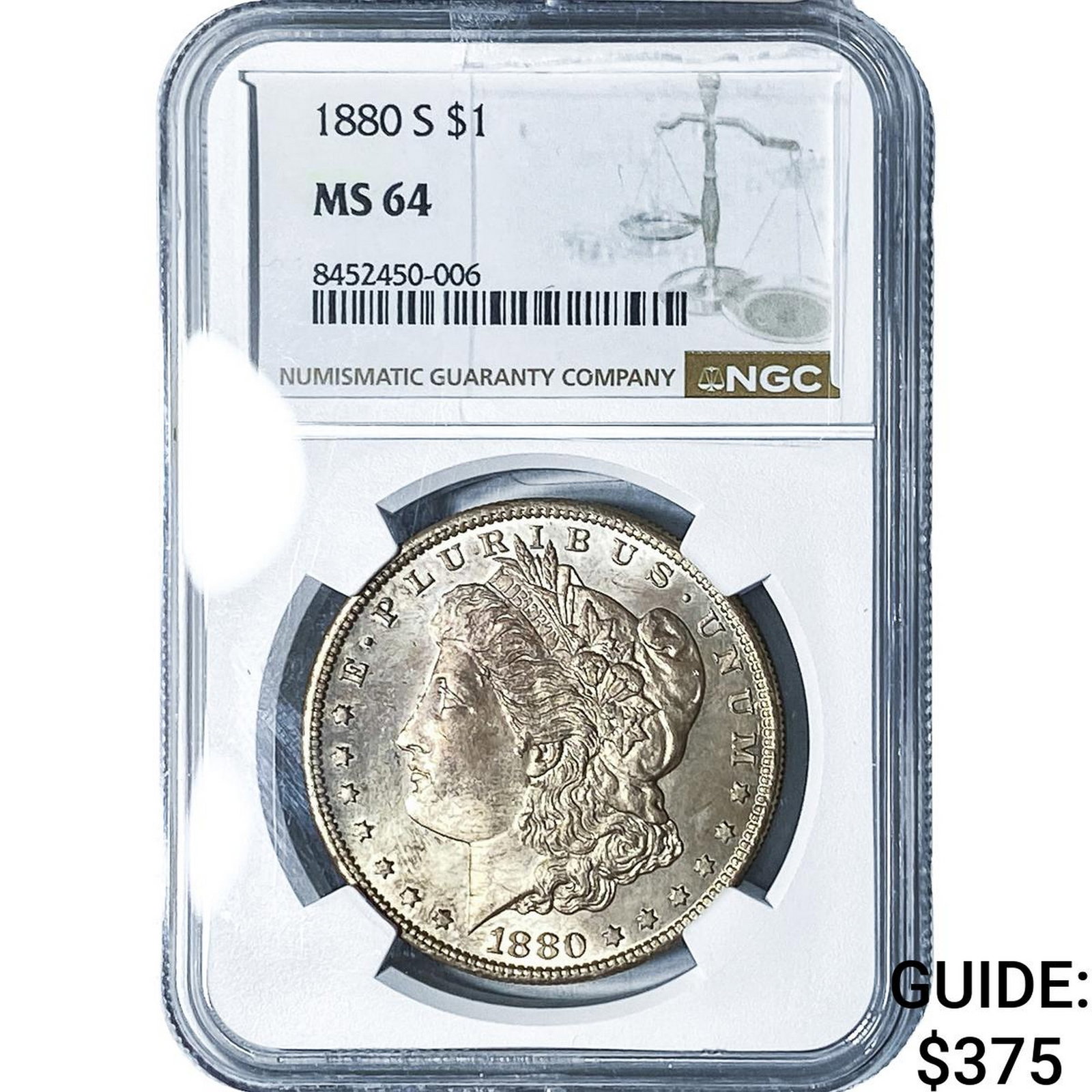 1880-S Morgan Silver Dollar NGC MS64: 1880-S Morgan Silver Dollar NGC MS64