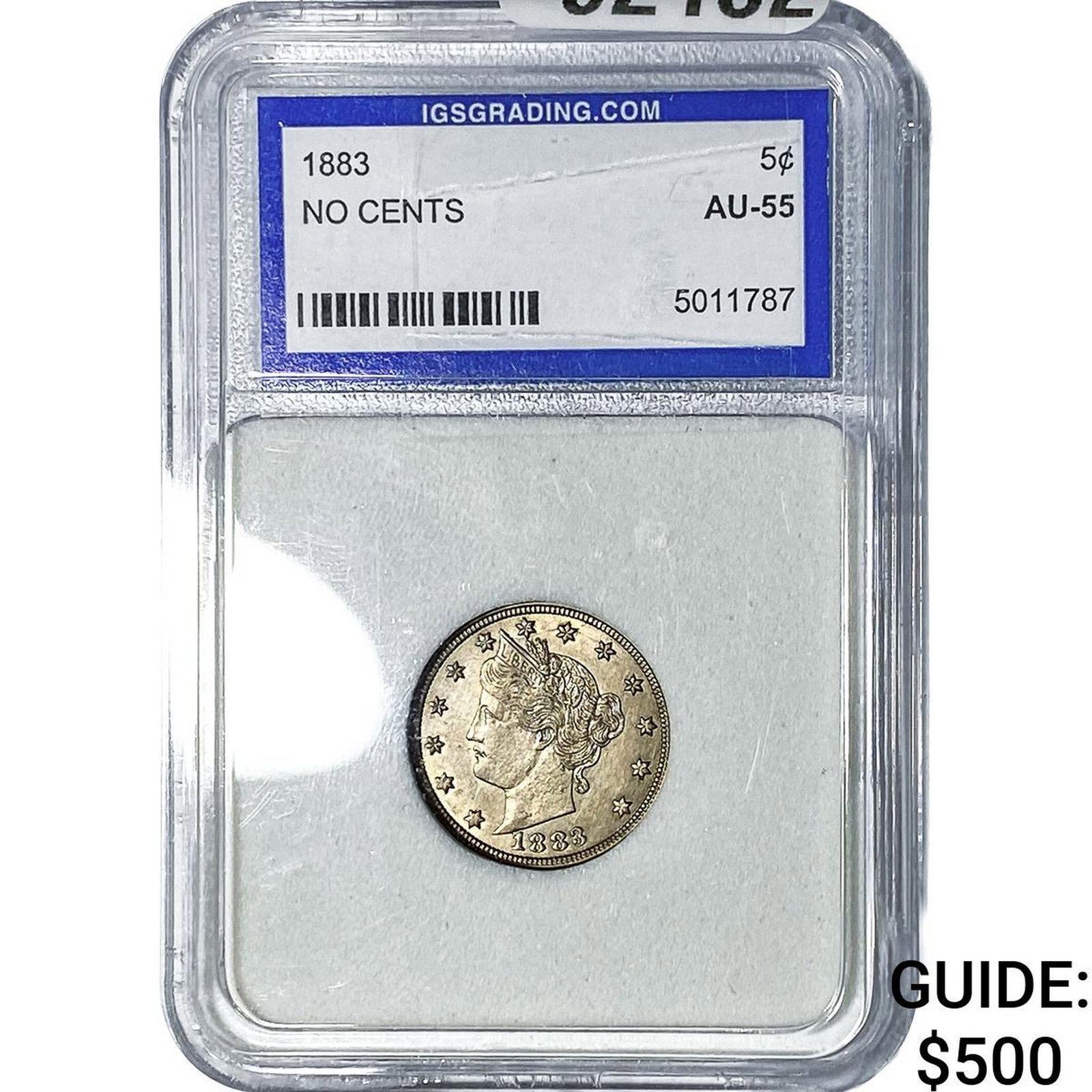 1883 Liberty Victory Nickel IGS AU55 (1 of 2)