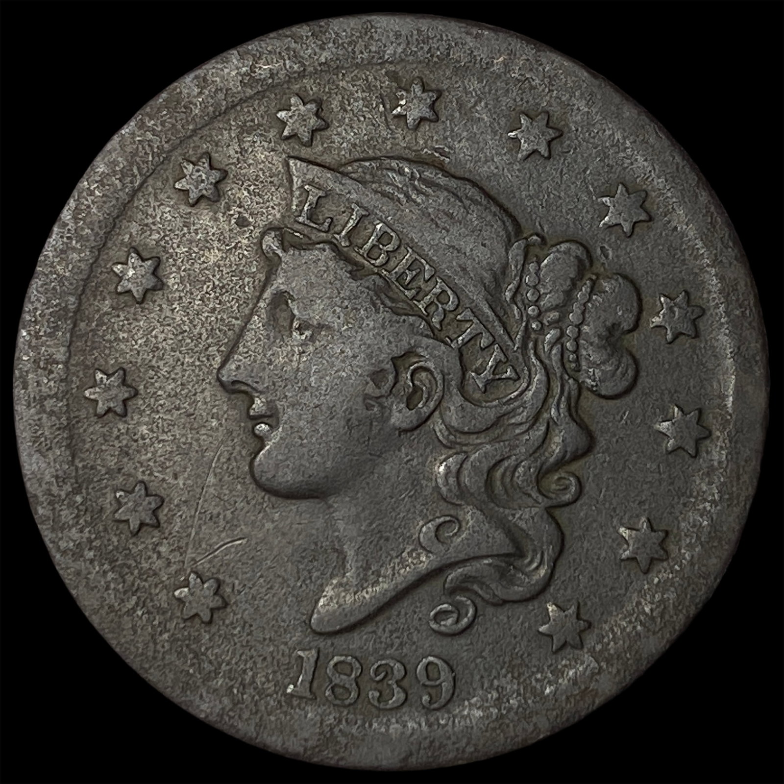 1839 Braided Hair Large Cent NEARLY UNCIRCULATED: 1839 Braided Hair Large Cent NEARLY UNCIRCULATED