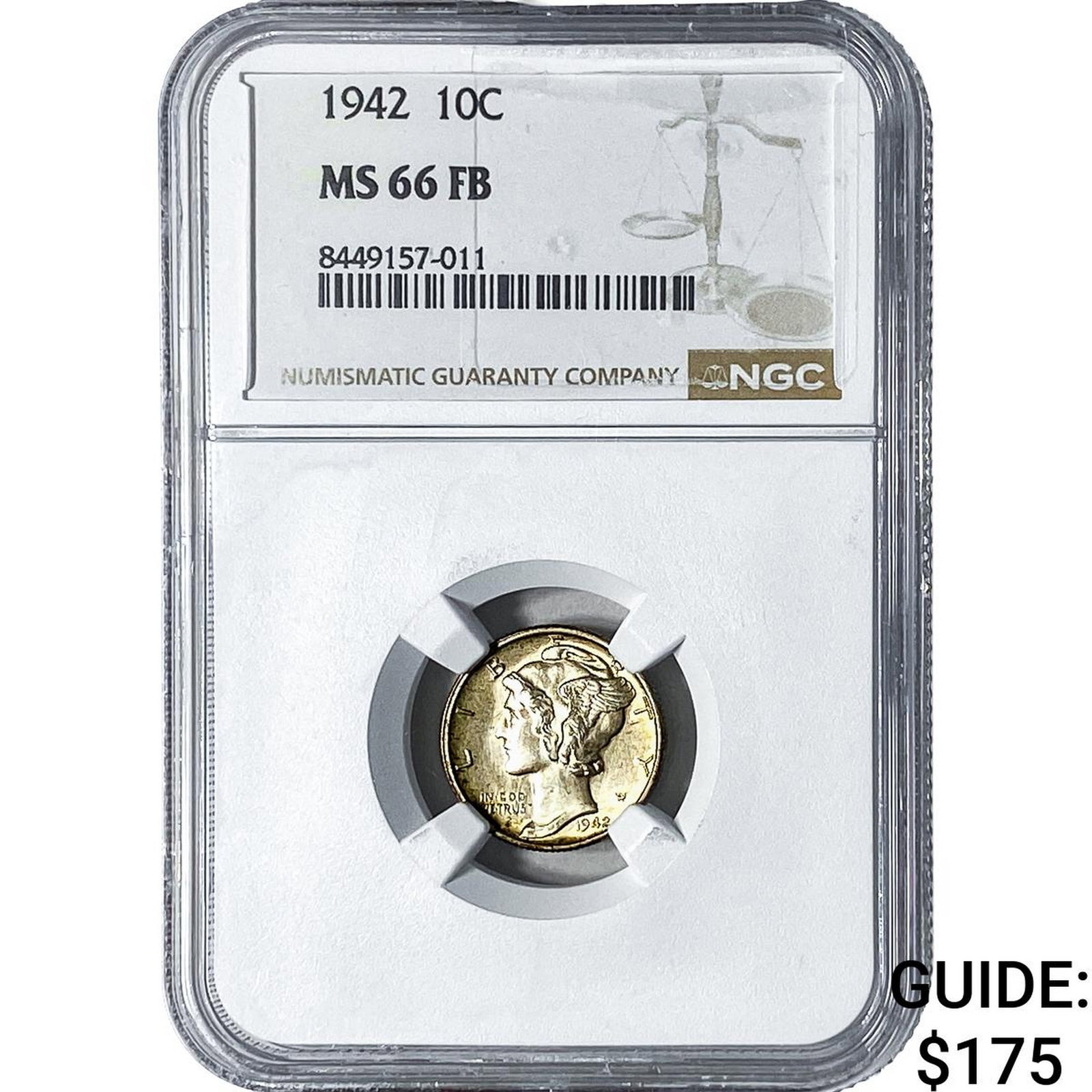 1942 Mercury Silver Dime NGC MS66 FB: 1942 Mercury Silver Dime NGC MS66 FB