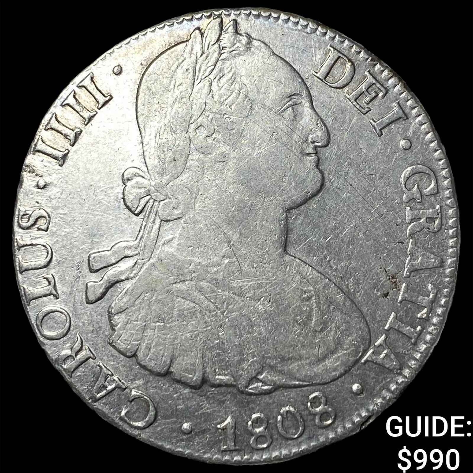 1808 Bolivia Carolus III Silver 8 Reales KM 73: 1808 Bolivia Carolus III Silver 8 Reales KM 73