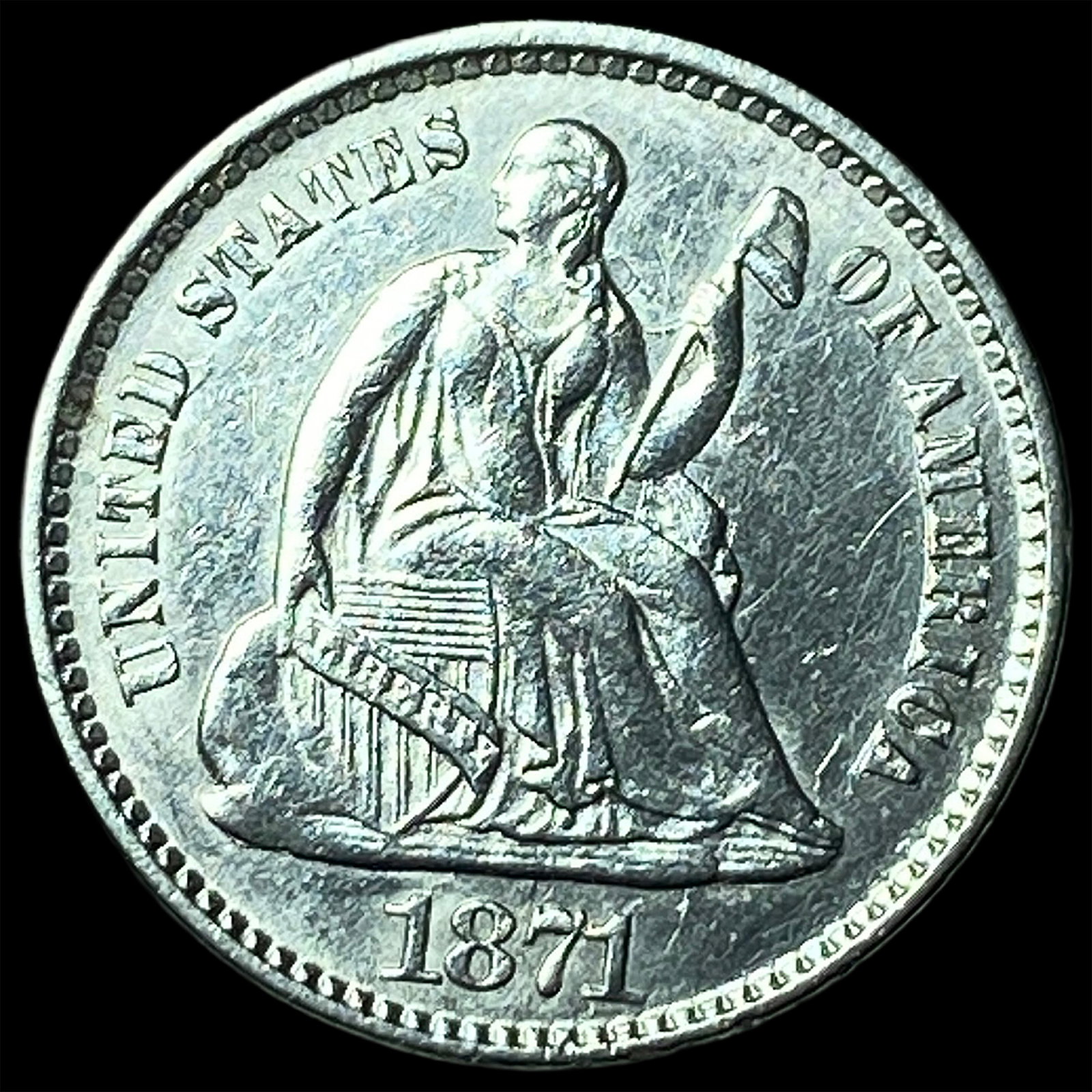 1871 Silver Half Dime CHOICE BU: 1871 Silver Half Dime CHOICE BU
