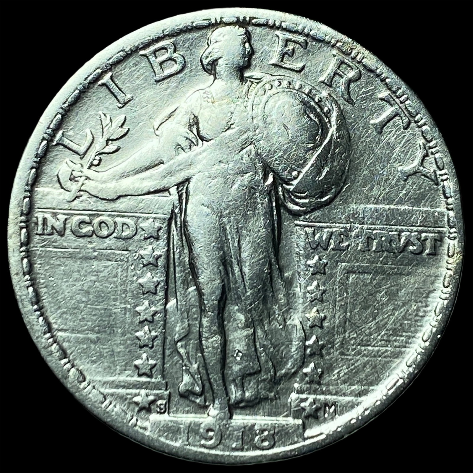1918-S Silver Standing Liberty Quarter CLOSELY UNCIRCULATED: 1918-S Silver Standing Liberty Quarter CLOSELY UNCIRCULATED