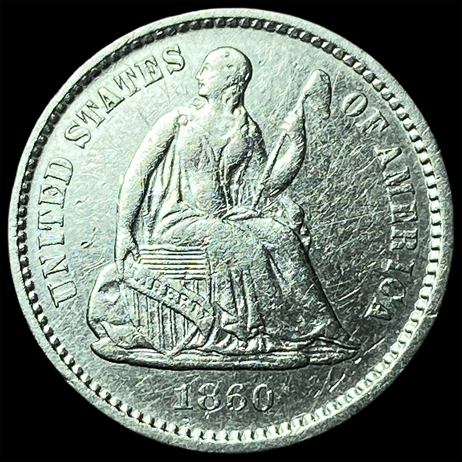 1860-O Silver Half Dime UNCIRCULATED: 1860-O Silver Half Dime UNCIRCULATED