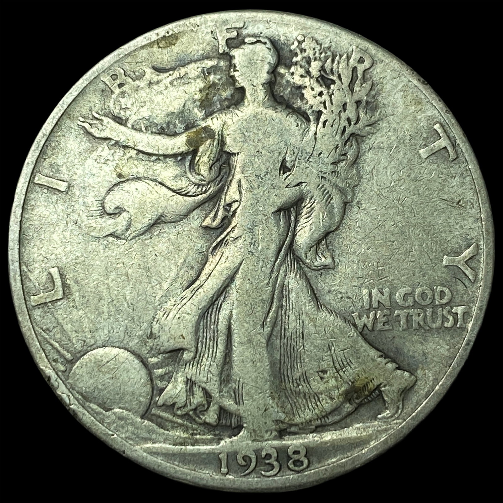 1938-D Silver Walking Liberty Half Dollar LIGHTLY CIRCULATED: 1938-D Silver Walking Liberty Half Dollar LIGHTLY CIRCULATED