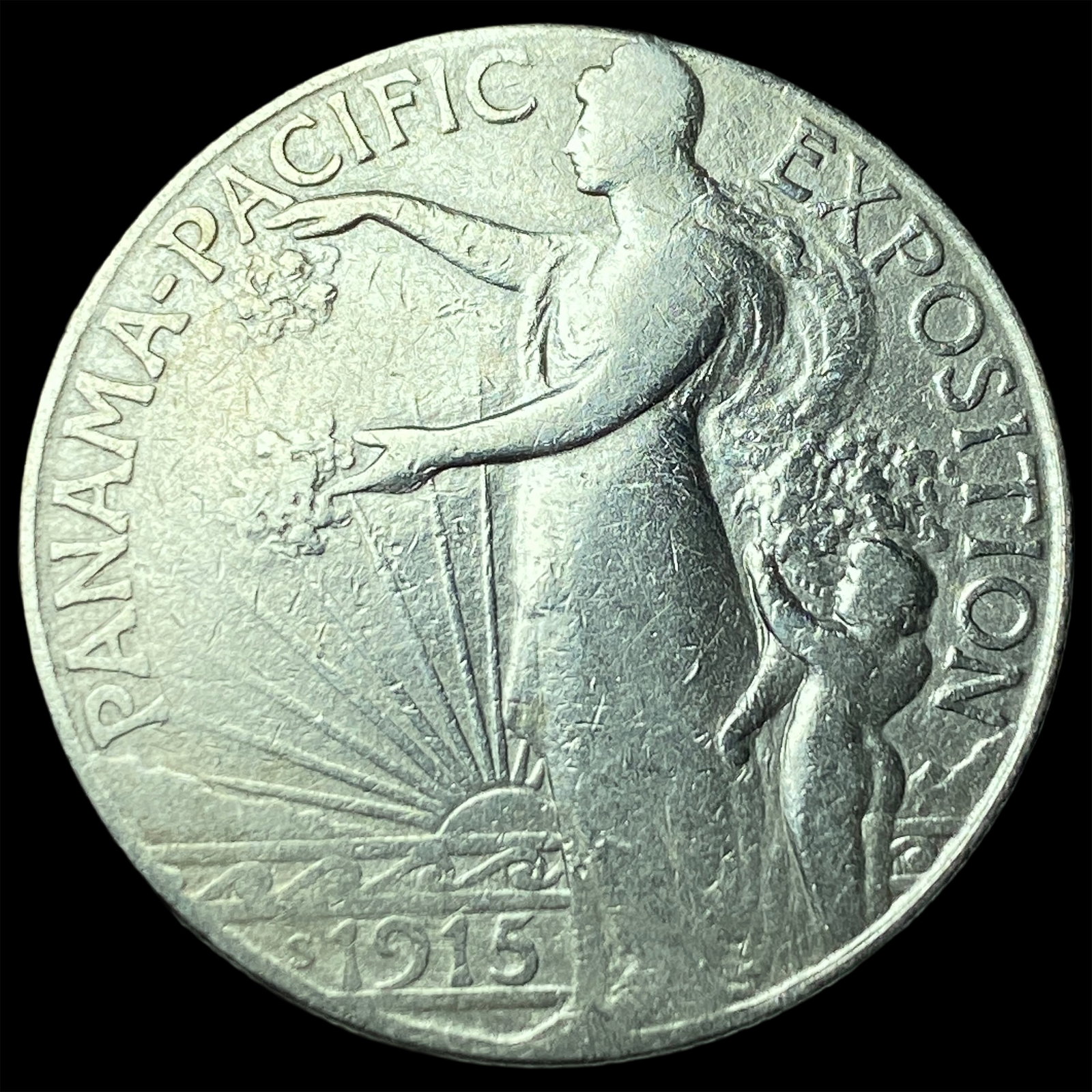 1915-S Silver Panama-Pacific Half Dollar CLOSELY UNCIRCULATED: 1915-S Silver Panama-Pacific Half Dollar CLOSELY UNCIRCULATED