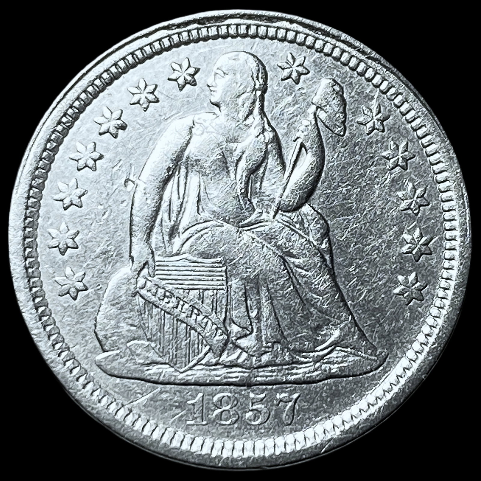 1857 Silver Seated Liberty Dime UNCIRCULATED: 1857 Silver Seated Liberty Dime UNCIRCULATED