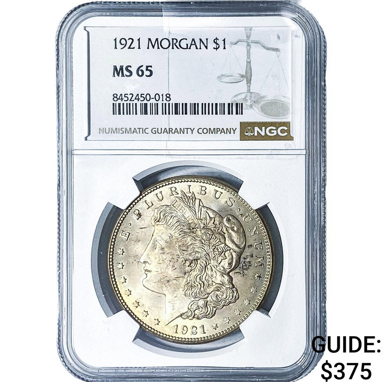 1921 Morgan Silver Dollar NGC MS65: 1921 Morgan Silver Dollar NGC MS65