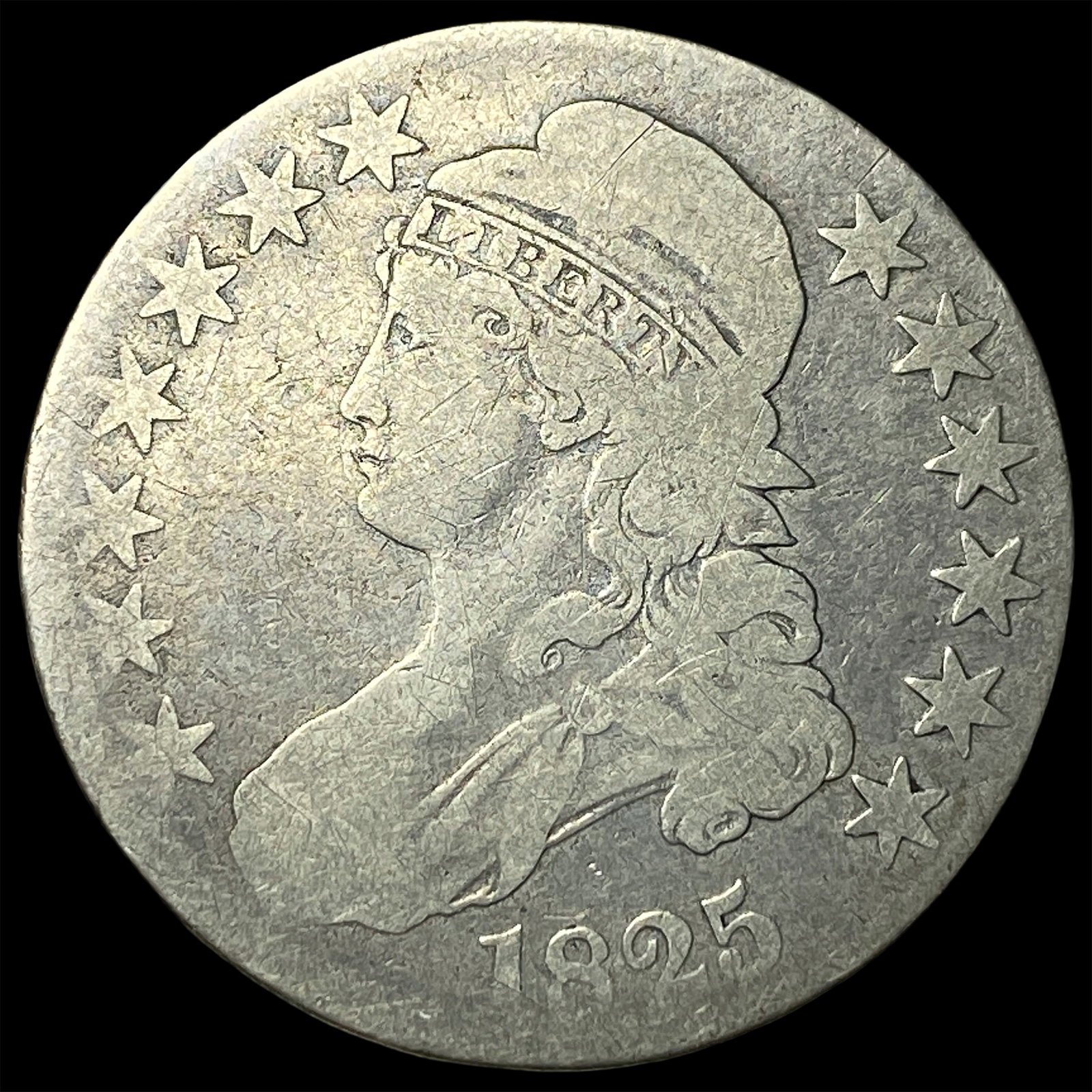 1825 Capped Bust Half Dollar NICELY CIRCULATED: 1825 Capped Bust Half Dollar NICELY CIRCULATED