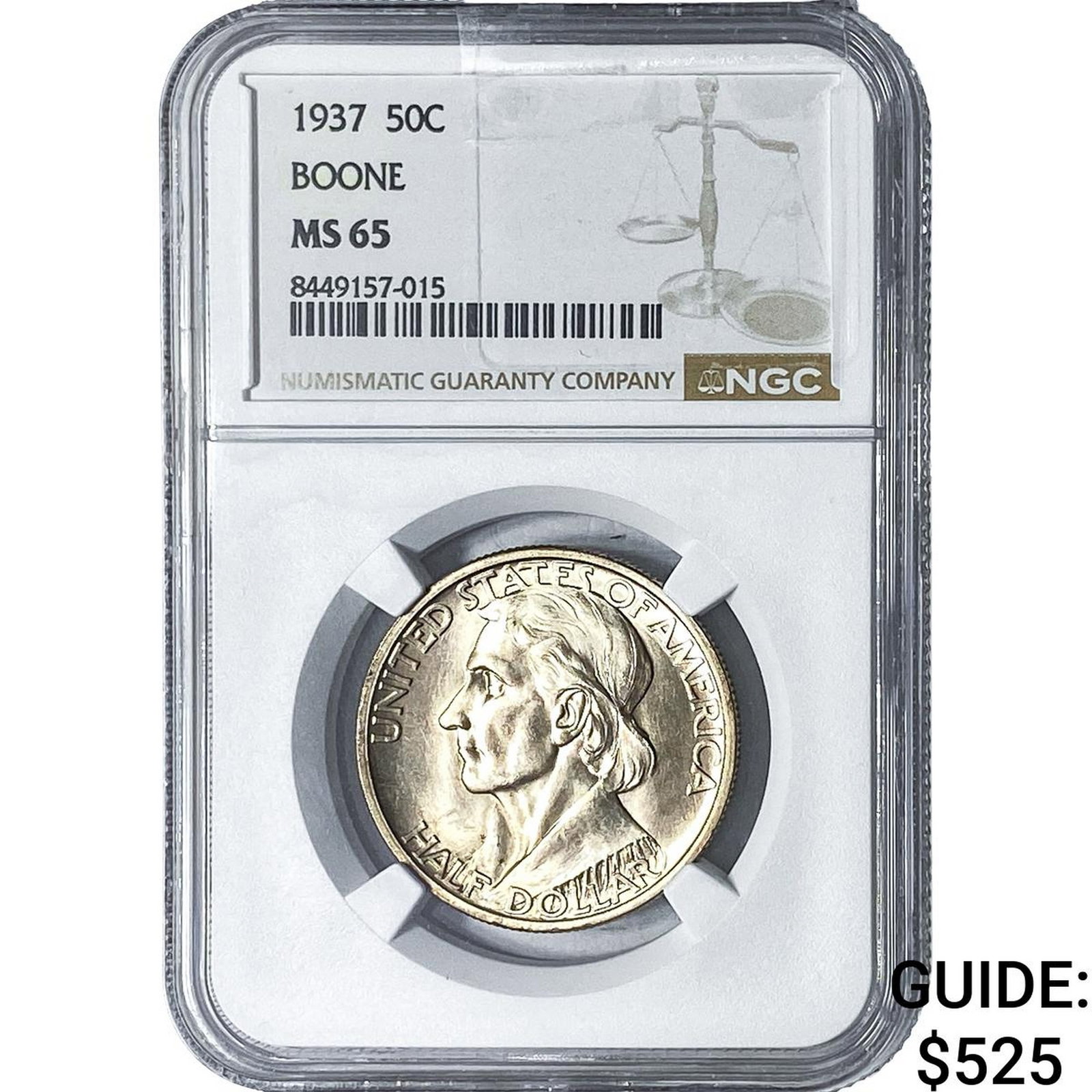 1937 Boone Half Dollar NGC MS65: 1937 Boone Half Dollar NGC MS65