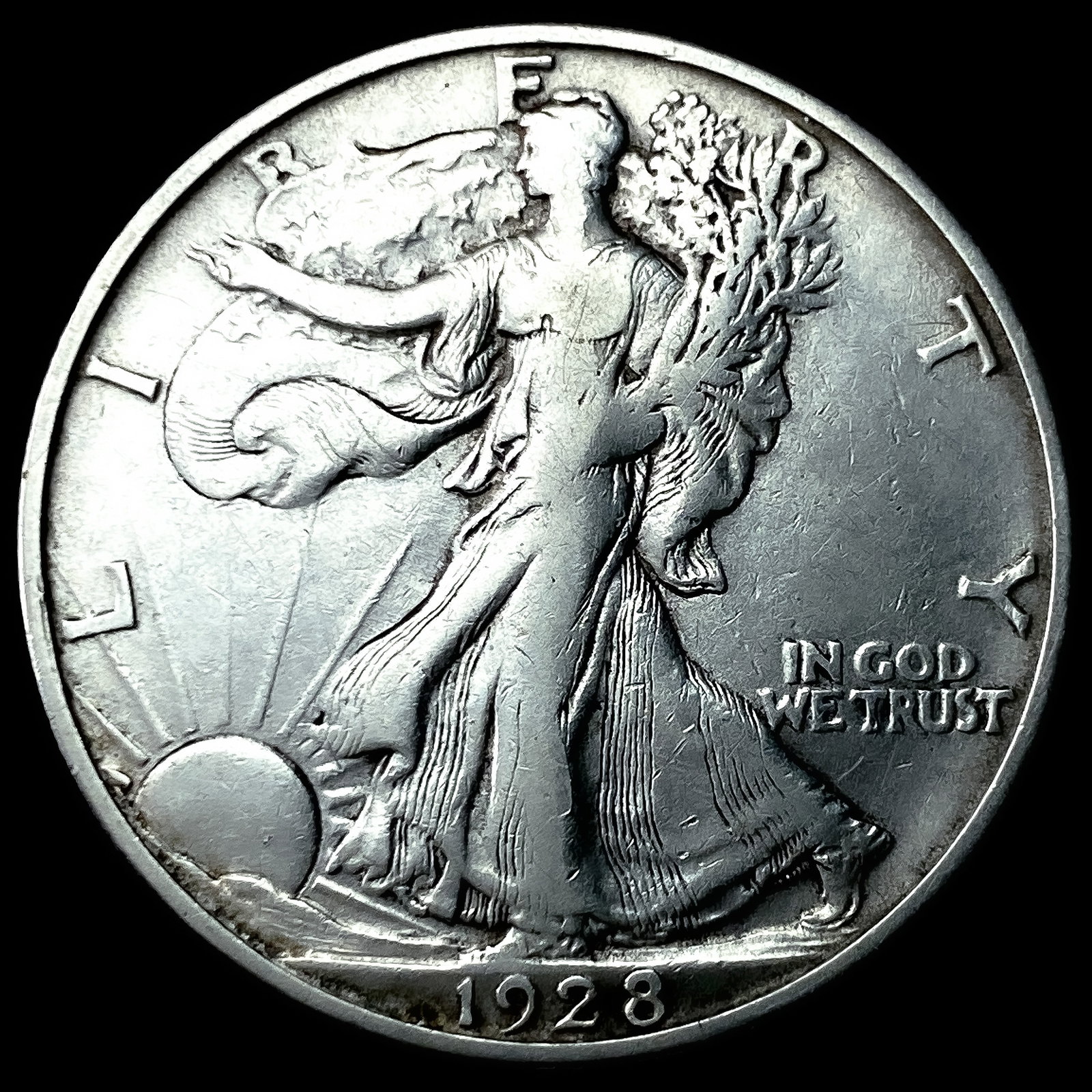 1928-S Silver Walking Liberty Half Dollar NEARLY UNCIRCULATED (1 of 2)
