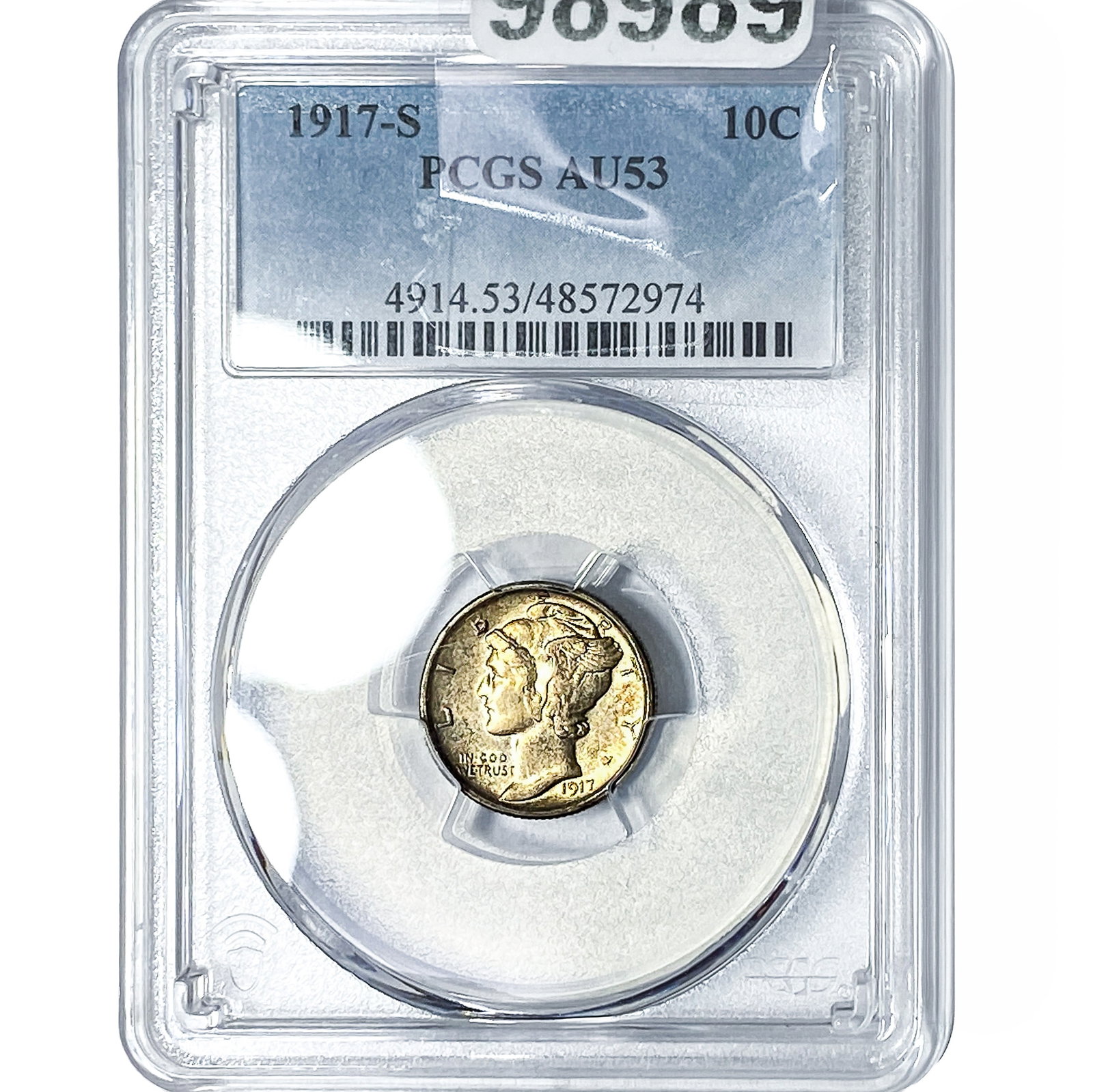 1917-S Mercury Silver Dime PCGS AU53: 1917-S Mercury Silver Dime PCGS AU53