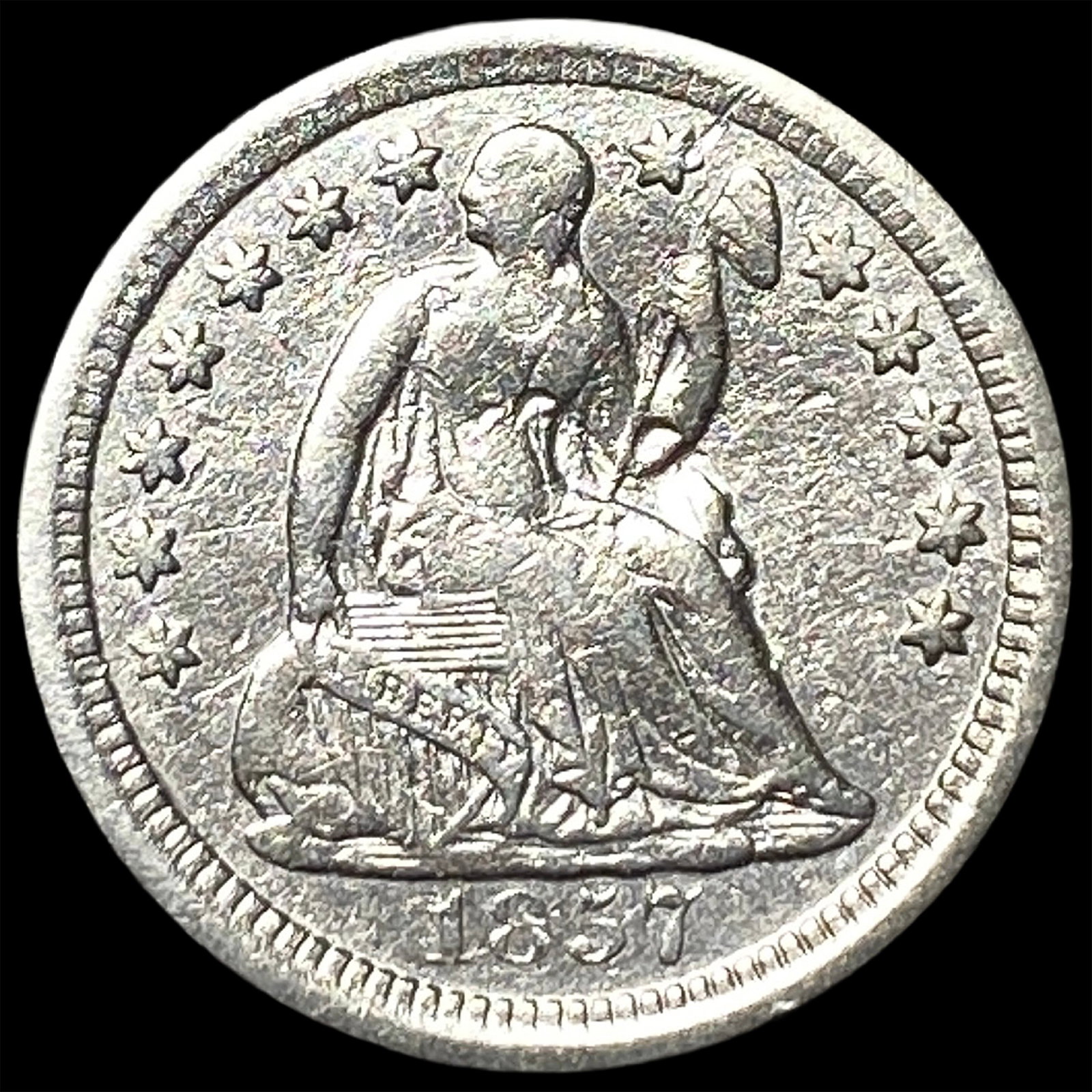 1857-O Silver Seated Liberty Half Dime CLOSELY UNCIRCULATED: 1857-O Silver Seated Liberty Half Dime CLOSELY UNCIRCULATED