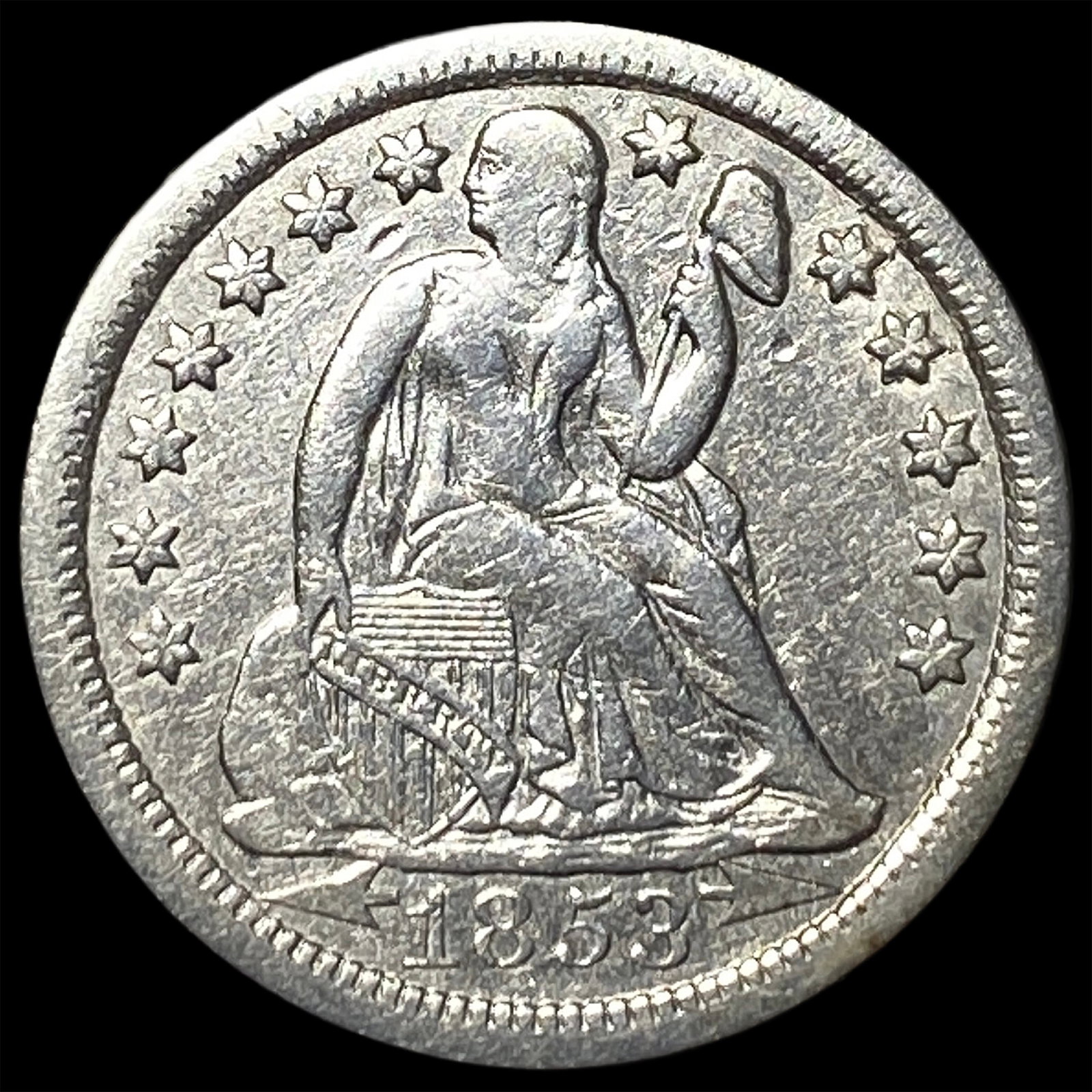 1853-O Silver Seated Liberty Dime CLOSELY UNCIRCULATED: 1853-O Silver Seated Liberty Dime CLOSELY UNCIRCULATED