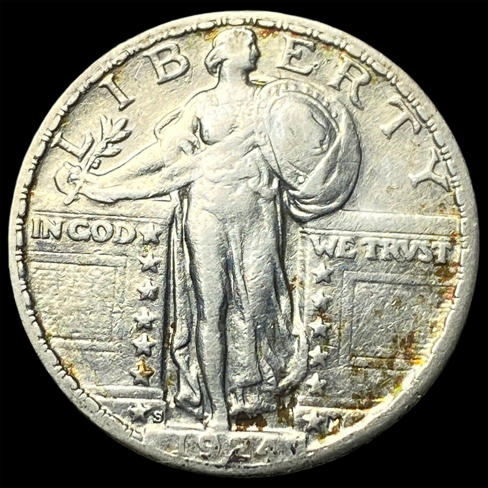 1924-S Silver Standing Liberty Quarter NEARLY UNCIRCULATED: 1924-S Silver Standing Liberty Quarter NEARLY UNCIRCULATED