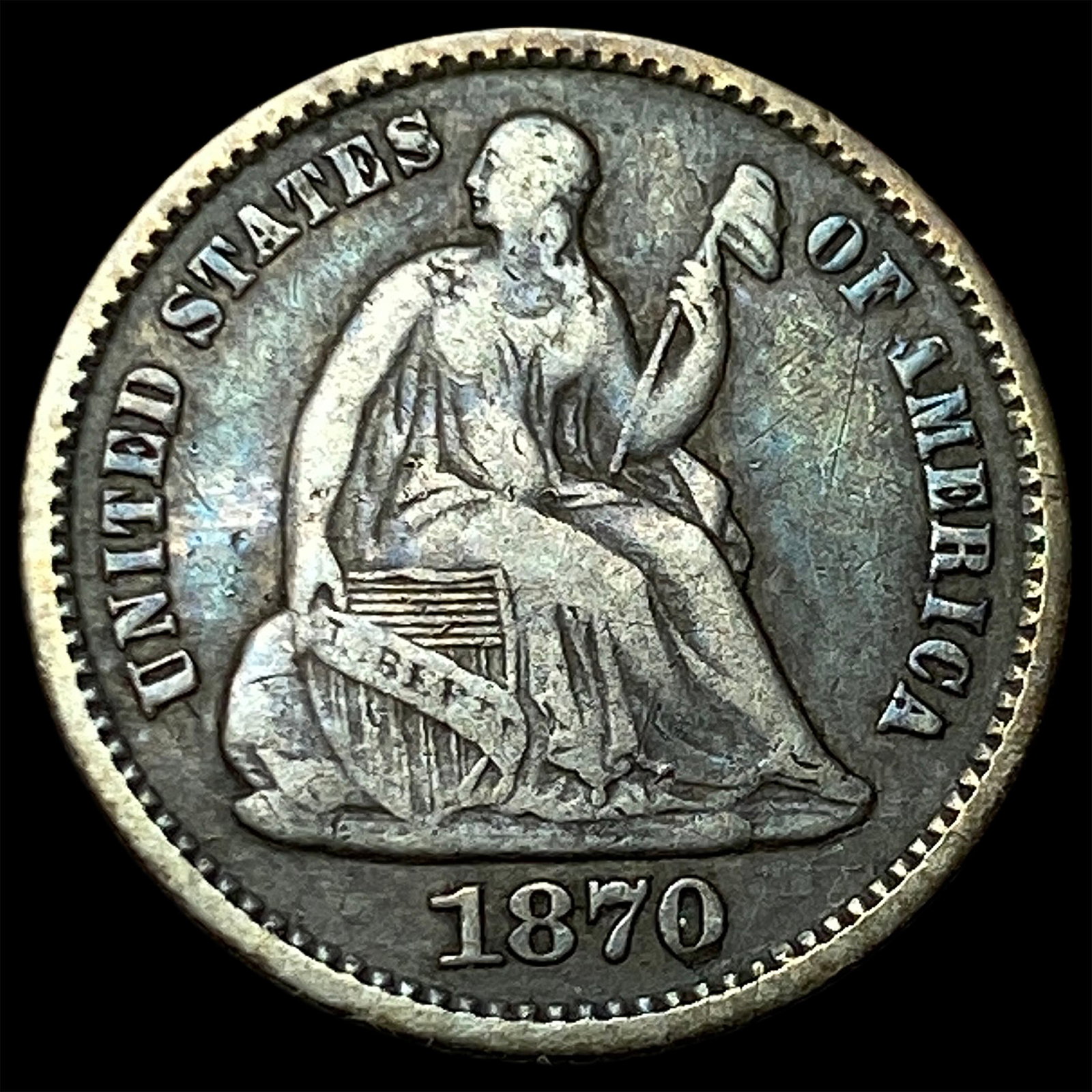 1870 Silver Seated Liberty Half Dime LIGHTLY CIRCULATED: 1870 Silver Seated Liberty Half Dime LIGHTLY CIRCULATED