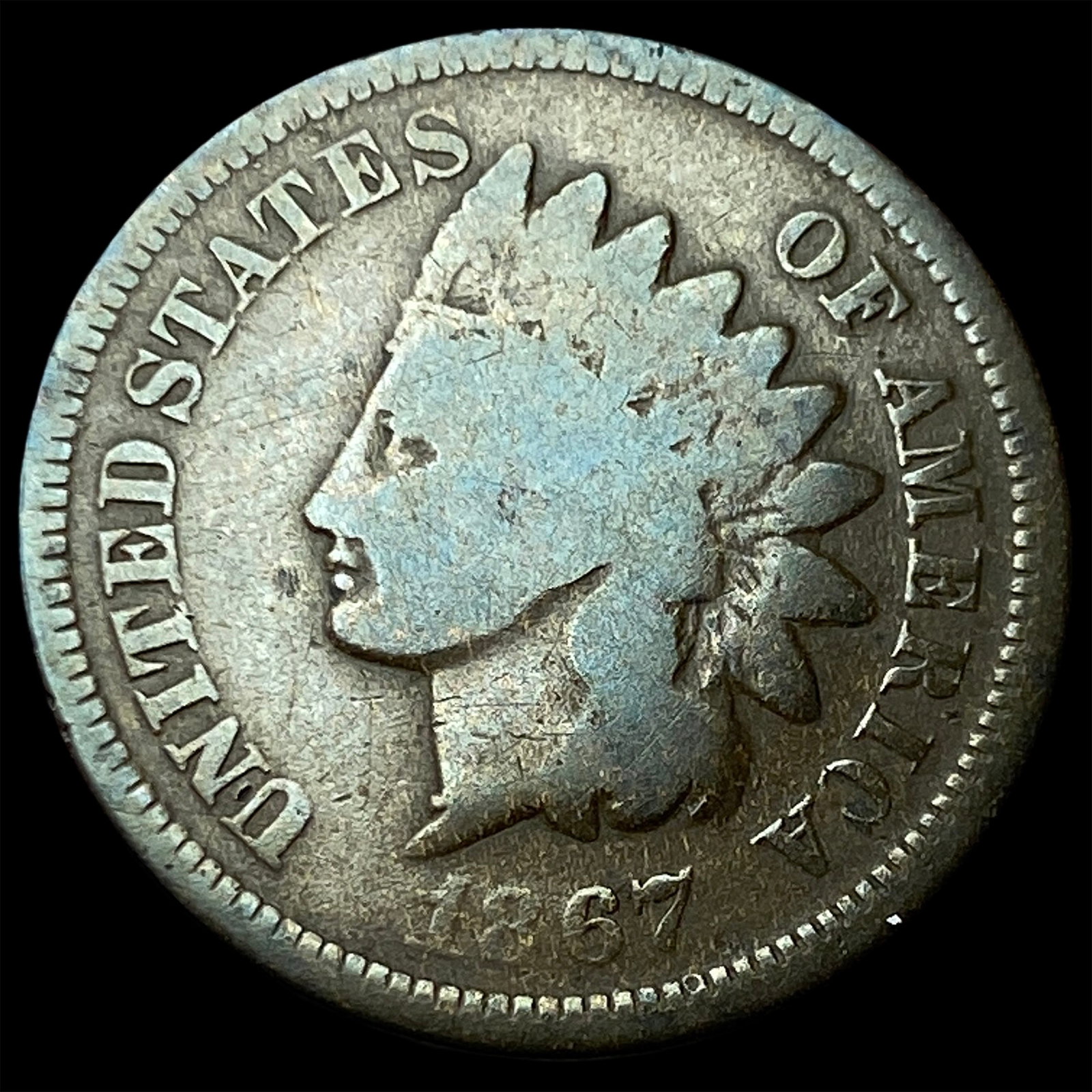 1867 Indian Head Cent NICELY CIRCULATED: 1867 Indian Head Cent NICELY CIRCULATED