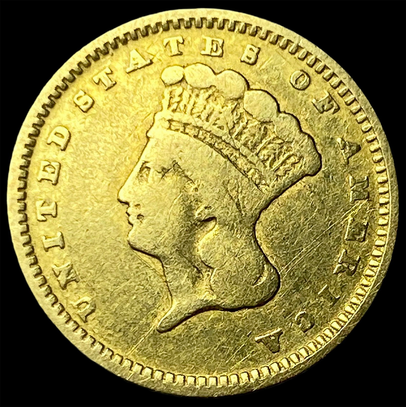 1874 Gold $1 Indian Princess Head LIGHTLY CIRCULATED: 1874 Gold $1 Indian Princess Head LIGHTLY CIRCULATED