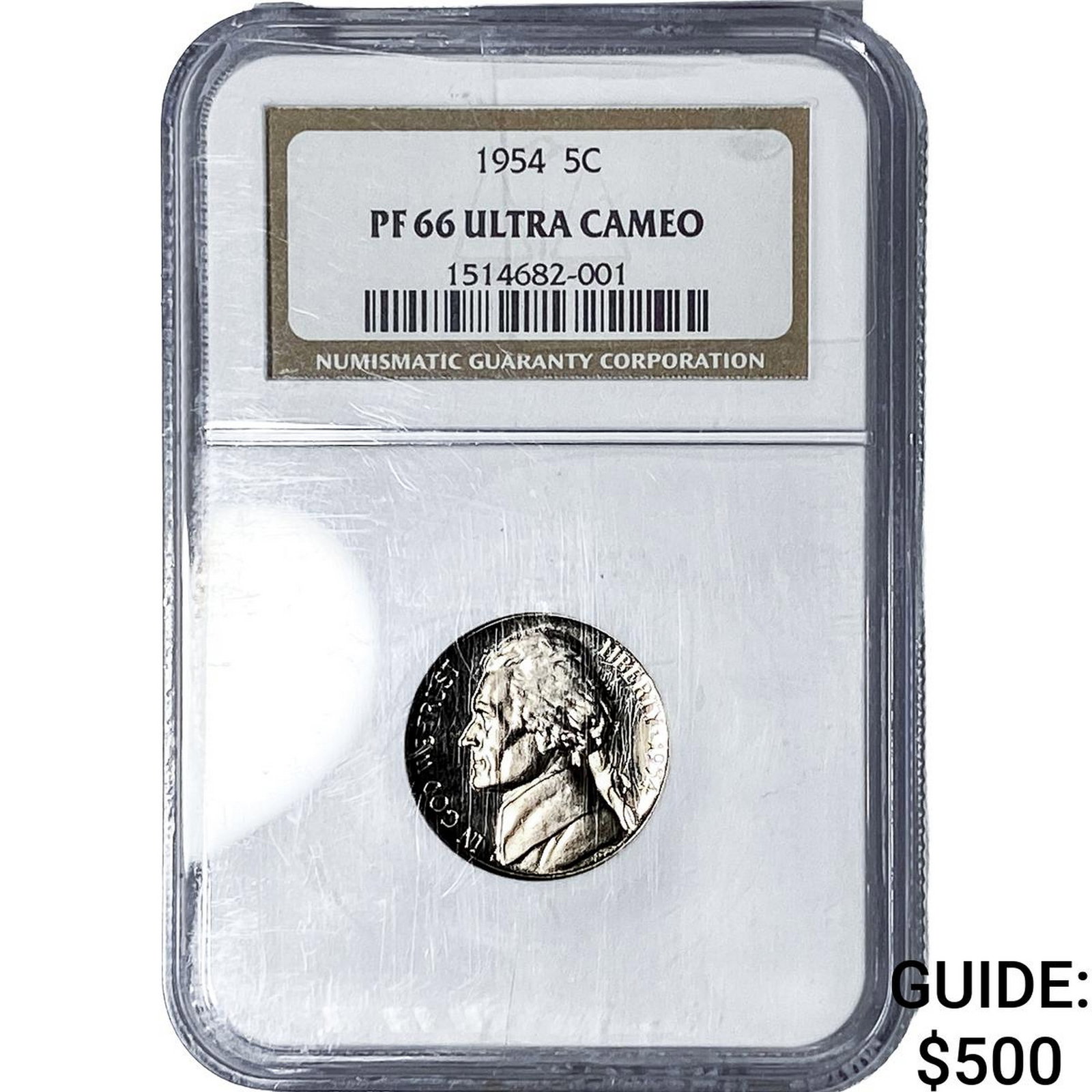 1954 Jefferson Nickel NGC PF66 Ultra Cameo: 1954 Jefferson Nickel NGC PF66 Ultra Cameo
