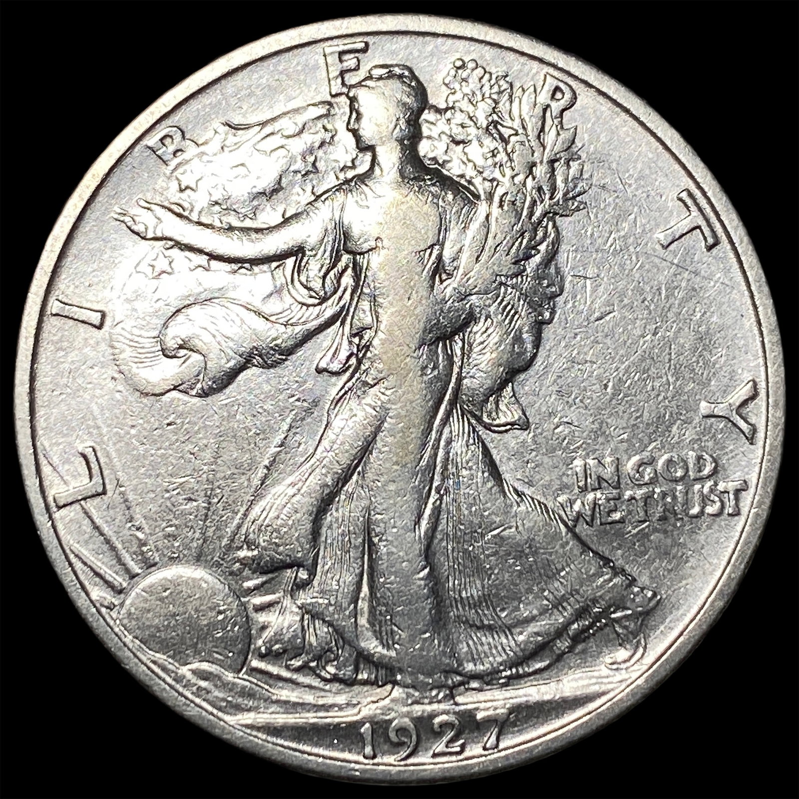 1927-S Silver Walking Liberty Half Dollar NEARLY UNCIRCULATED: 1927-S Silver Walking Liberty Half Dollar NEARLY UNCIRCULATED