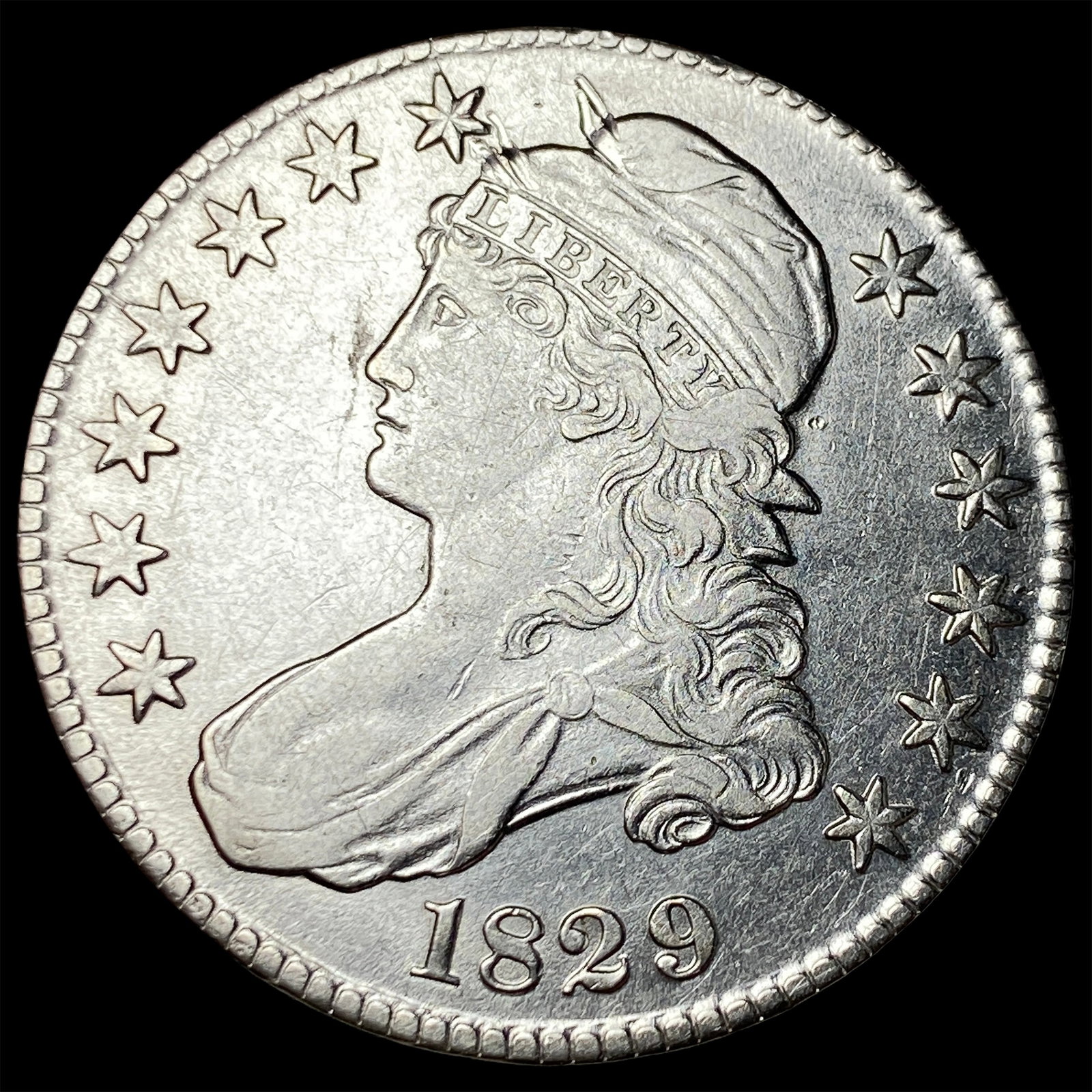 1829 Silver Capped Bust Half Dollar CHOICE AU: 1829 Silver Capped Bust Half Dollar CHOICE AU