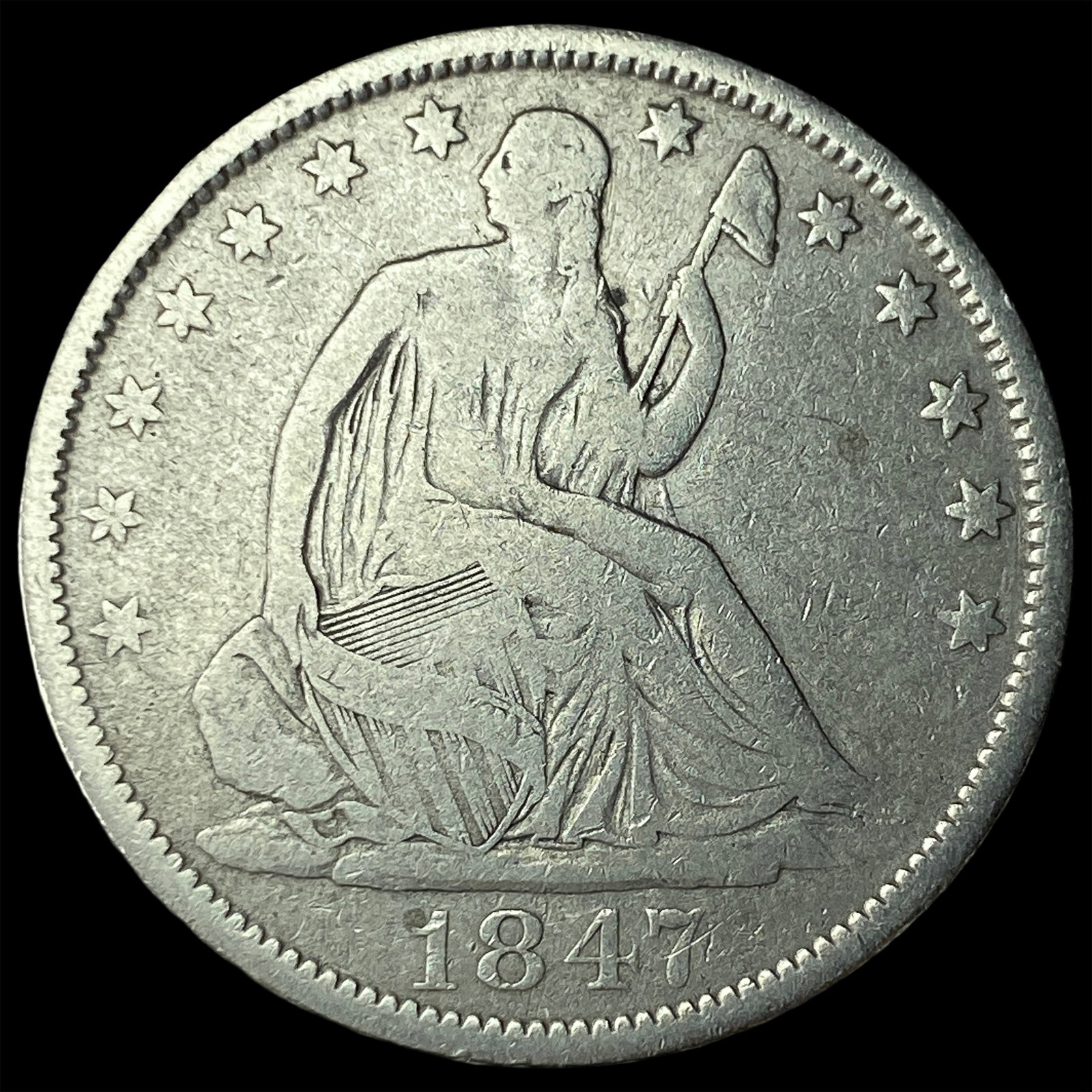 1847-O Silver Seated Liberty Half Dollar LIGHTLY CIRCULATED: 1847-O Silver Seated Liberty Half Dollar LIGHTLY CIRCULATED