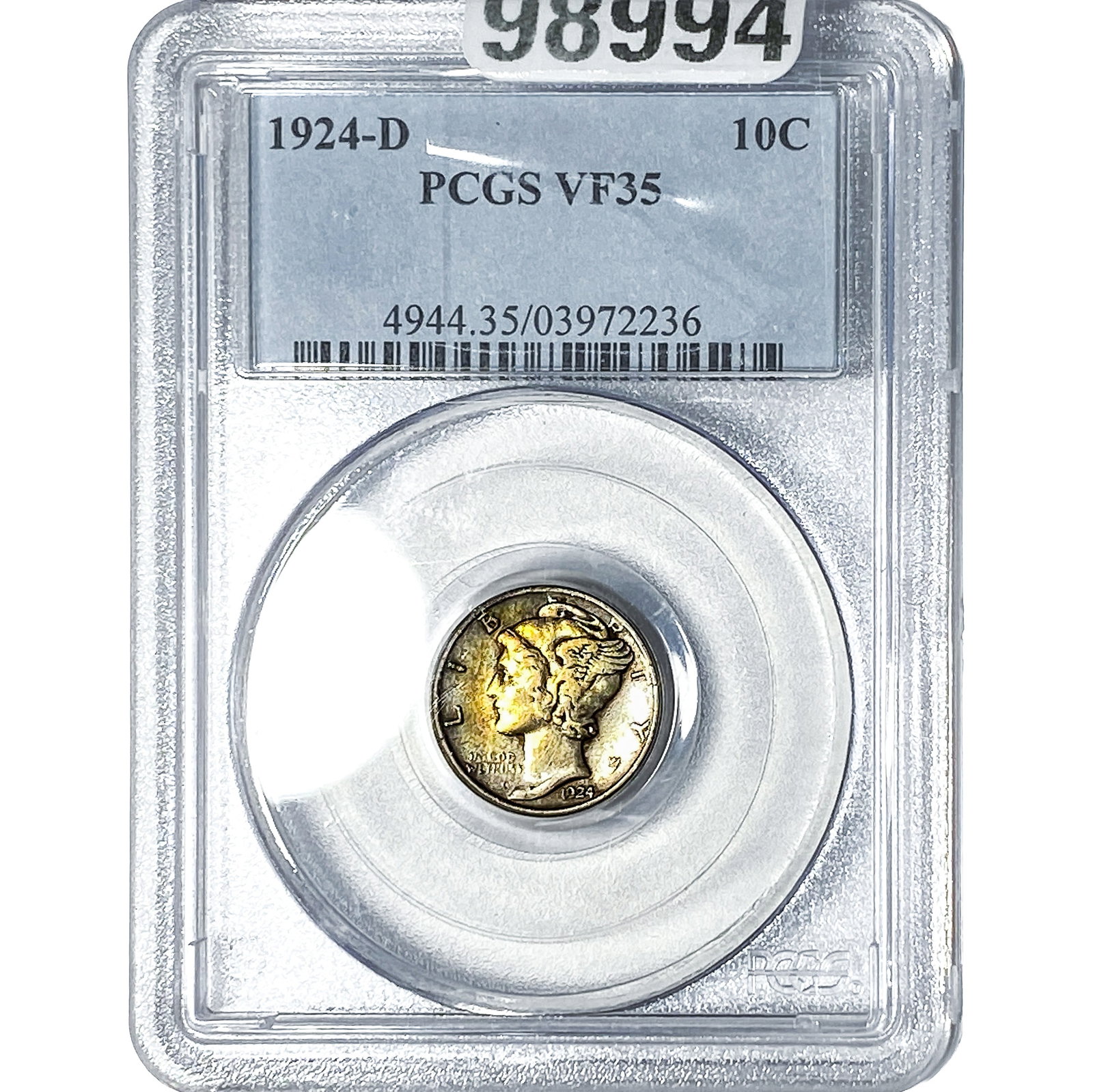 1924-D Mercury Silver Dime PCGS VF35: 1924-D Mercury Silver Dime PCGS VF35