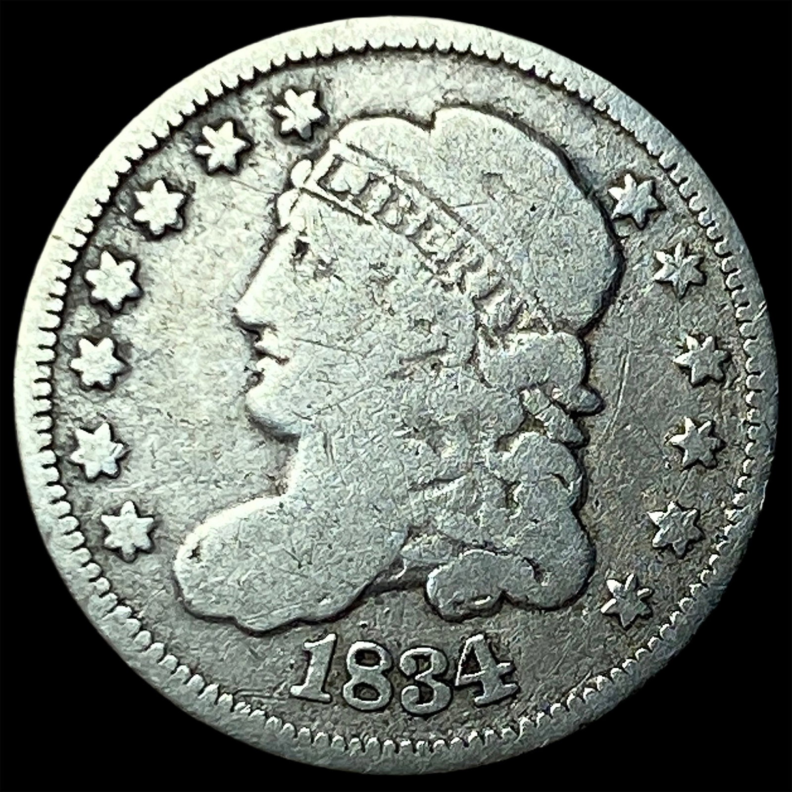1834 Silver Capped Bust Half Dime LIGHTLY CIRCULATED: 1834 Silver Capped Bust Half Dime LIGHTLY CIRCULATED