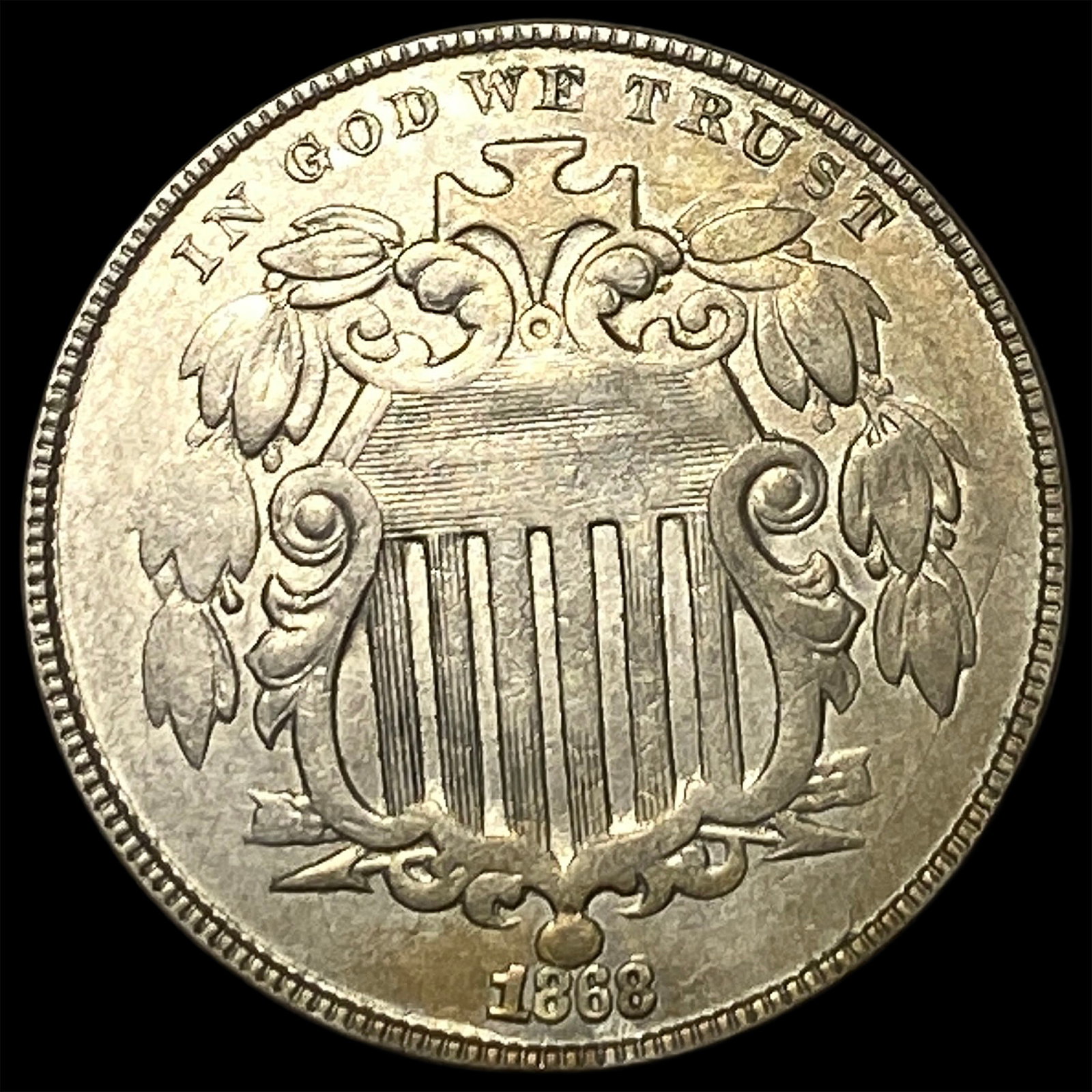 1868 Shield Nickel CLOSELY UNCIRCULATED: 1868 Shield Nickel CLOSELY UNCIRCULATED