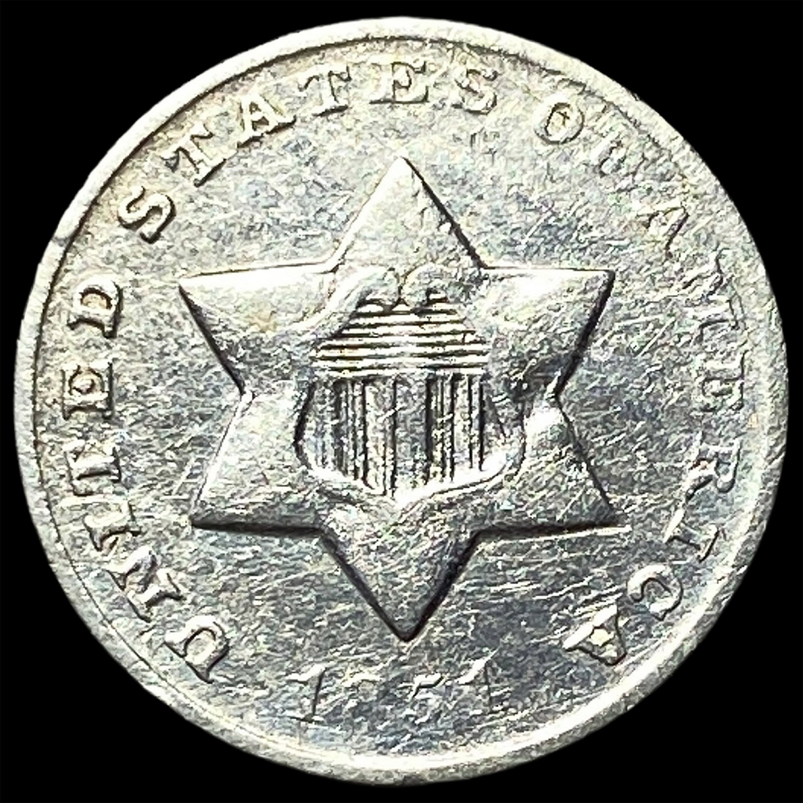 1851-O Silver Three-Cent Piece CLOSELY UNCIRCULATED: 1851-O Silver Three-Cent Piece CLOSELY UNCIRCULATED