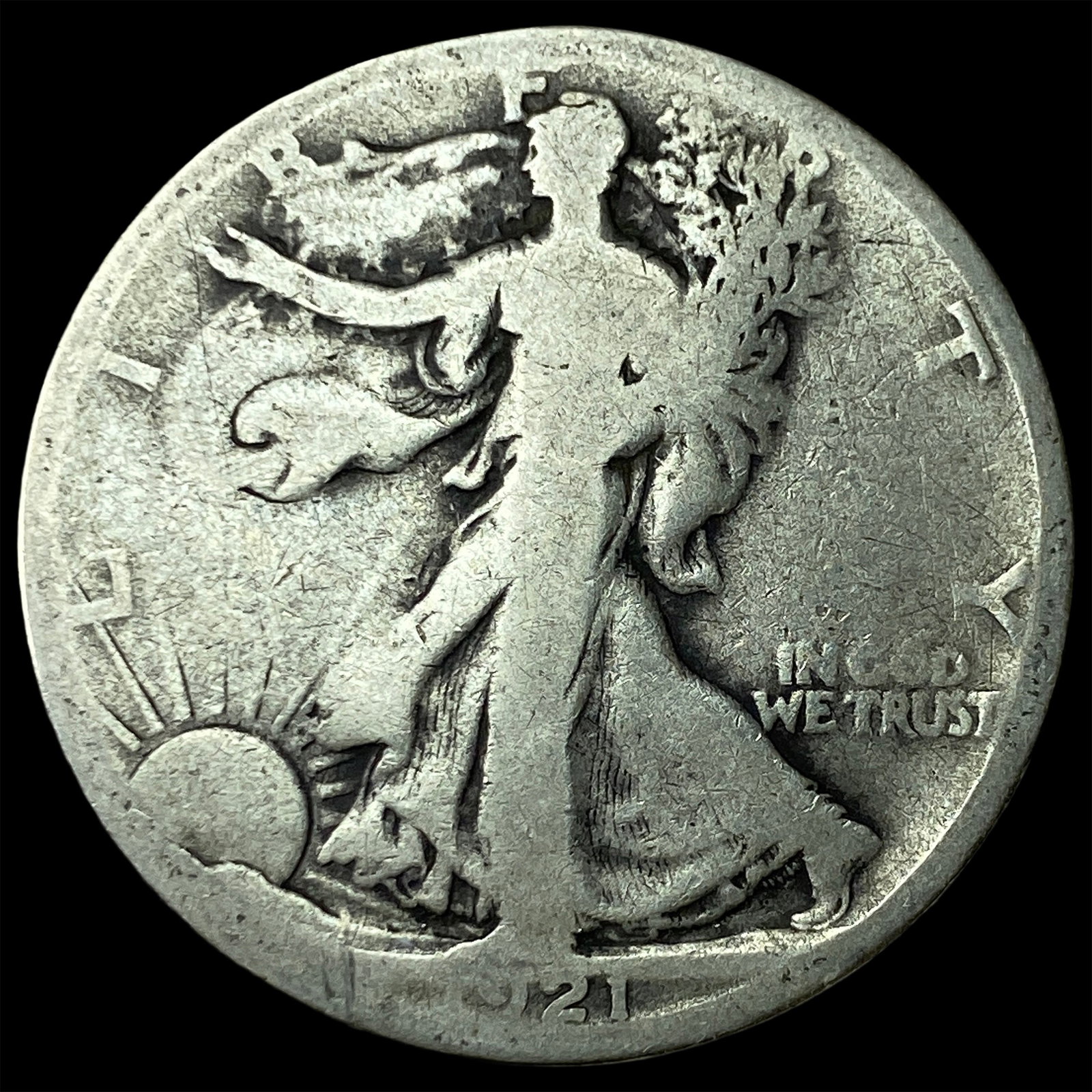 1921-S Silver Walking Liberty Half Dollar NICELY CIRCULATED: 1921-S Silver Walking Liberty Half Dollar NICELY CIRCULATED