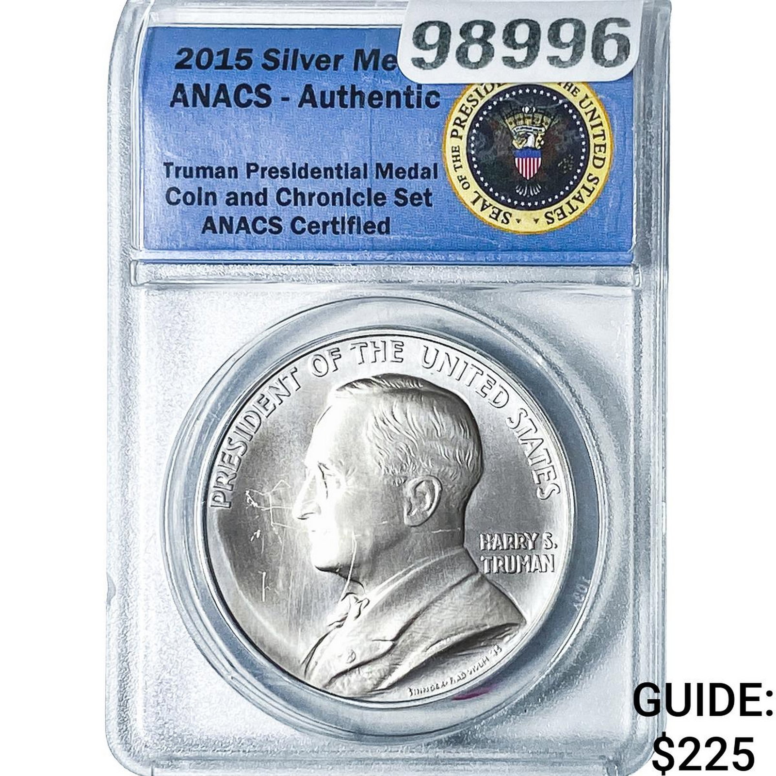 2015 Harry S. Truman SIlver Medal ANACS: 2015 Harry S. Truman SIlver Medal ANACS