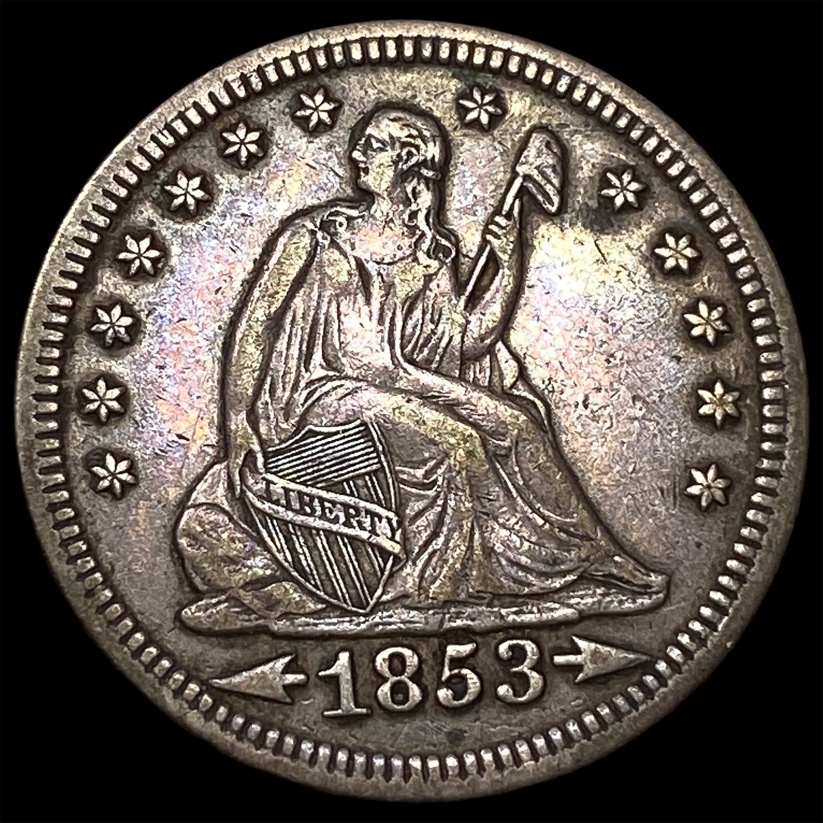 1853 Arrows/Rays Seated Liberty Quarter CLOSELY UNCIRCULATED: 1853 Arrows/Rays Seated Liberty Quarter CLOSELY UNCIRCULATED