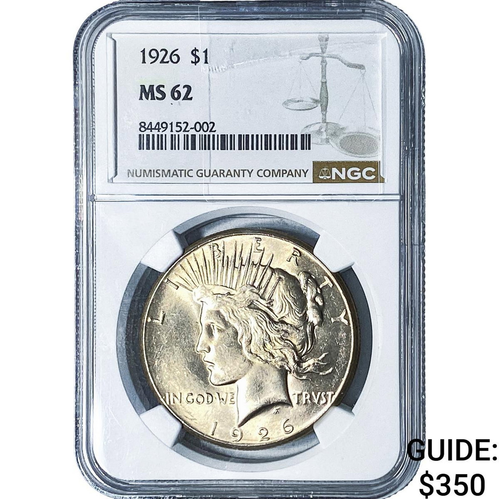 1926 Silver Peace Dollar NGC MS62: 1926 Silver Peace Dollar NGC MS62
