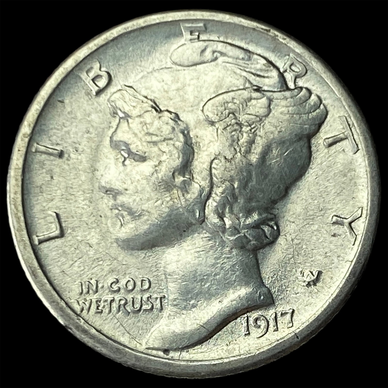 1917-S Silver Mercury Dime CHOICE AU: 1917-S Silver Mercury Dime CHOICE AU