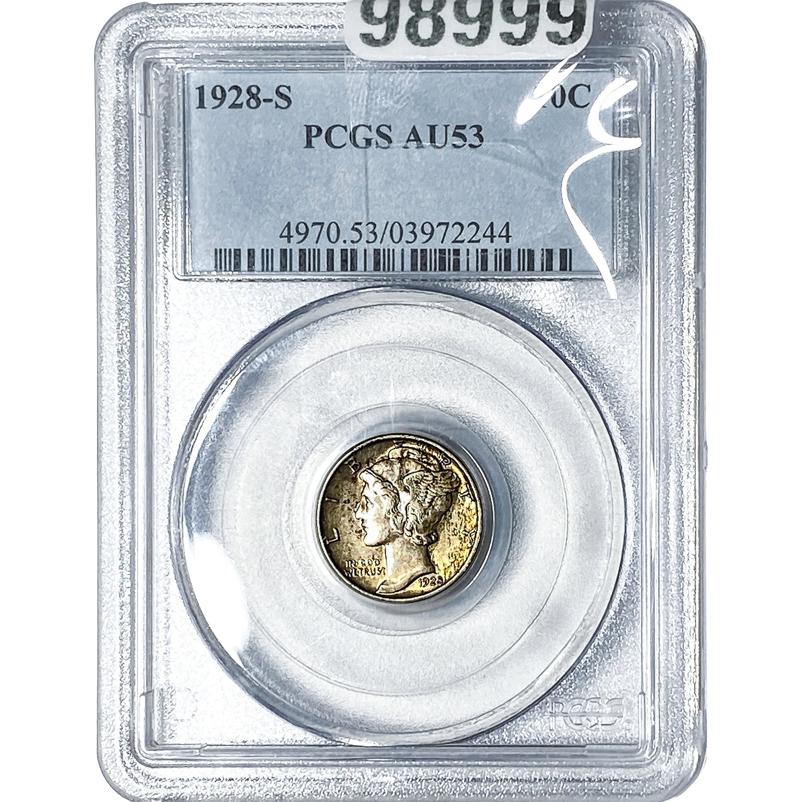 1928-S Mercury Silver Dime PCGS AU53: 1928-S Mercury Silver Dime PCGS AU53