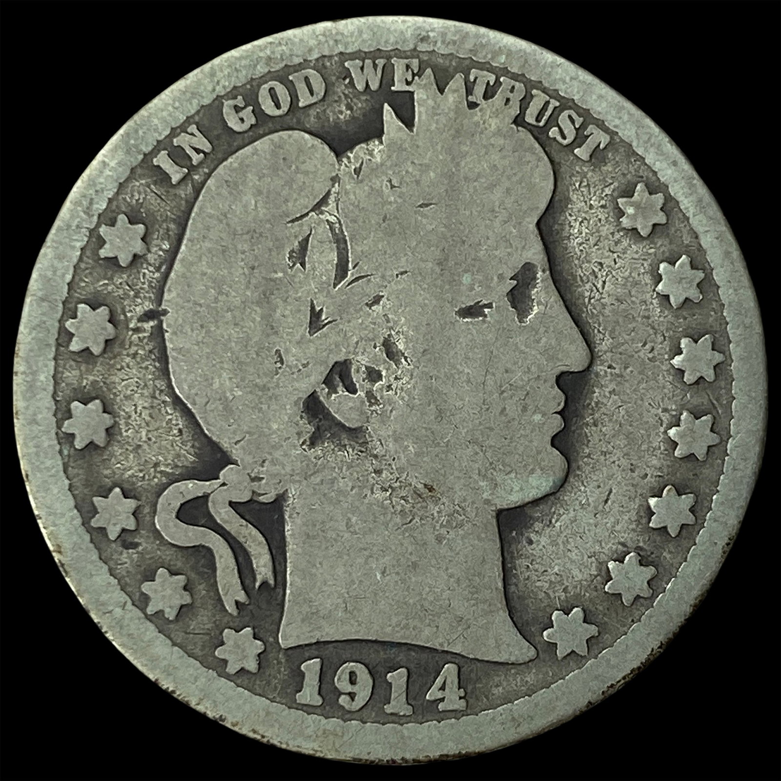 1914-S Silver Barber Half Dollar NICELY CIRCULATED: 1914-S Silver Barber Half Dollar NICELY CIRCULATED