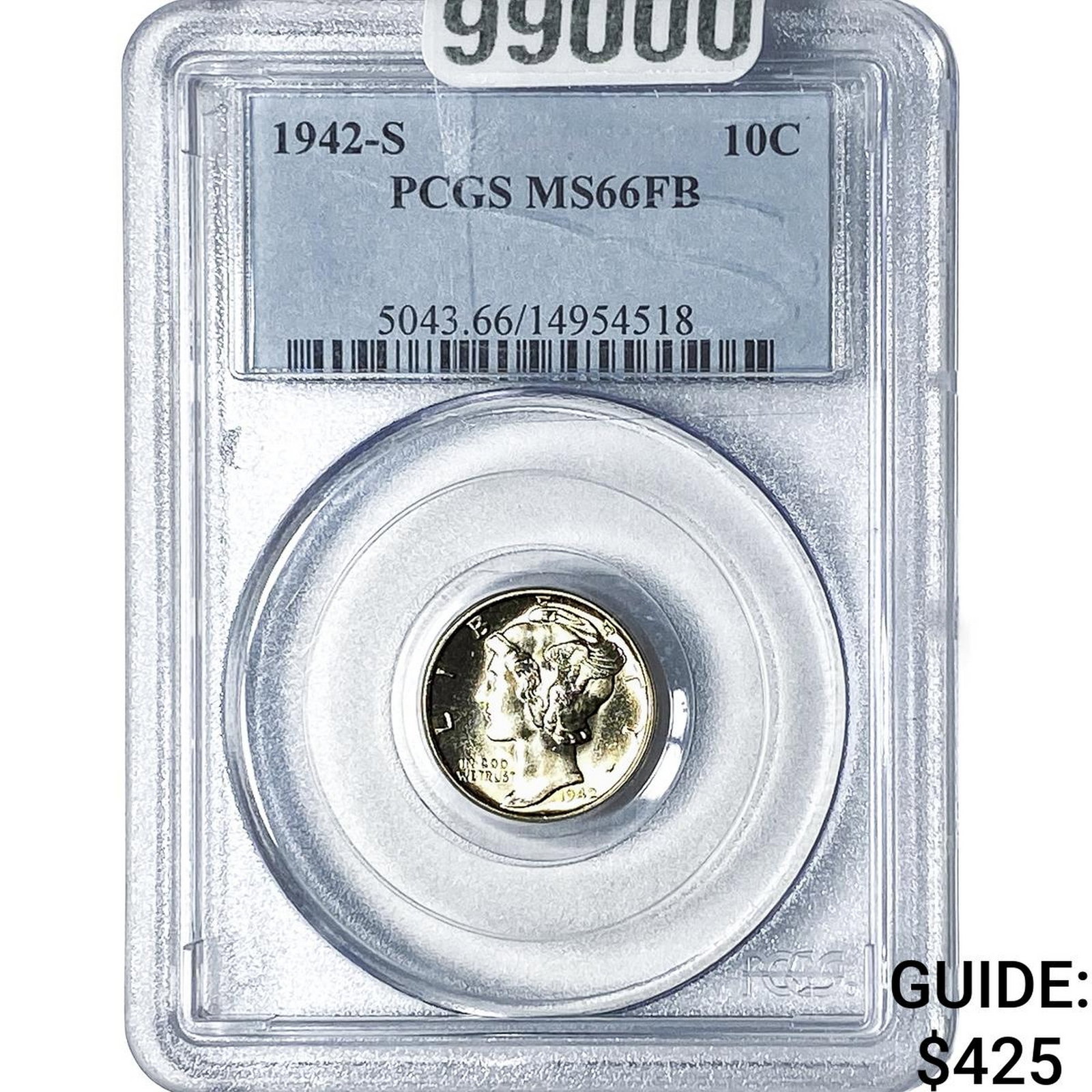 1942-S Mercury Silver Dime PCGS MS66 FB: 1942-S Mercury Silver Dime PCGS MS66 FB