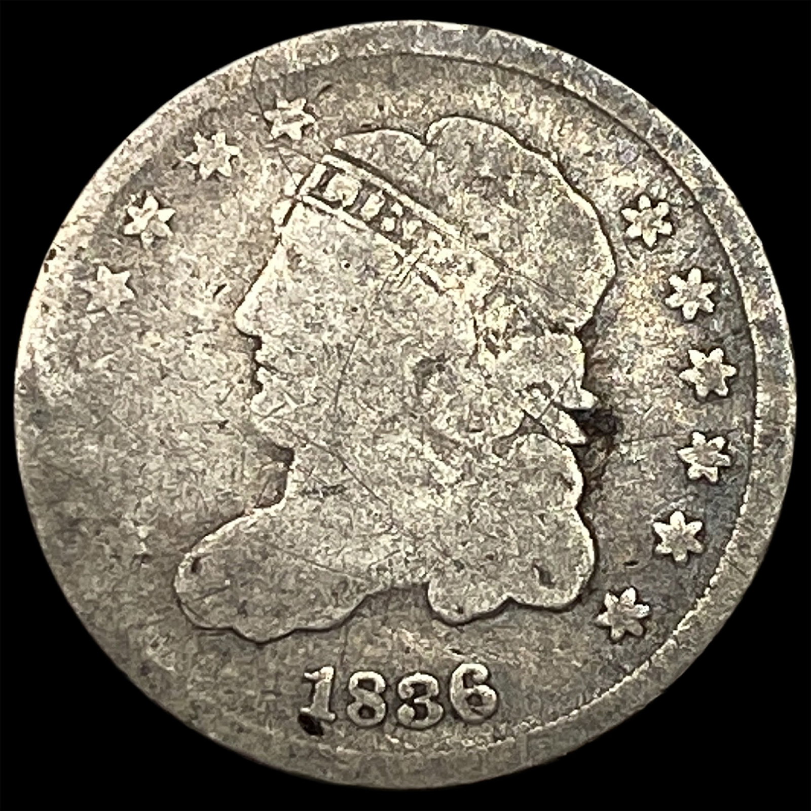 1836 Capped Bust Half Dime CLOSELY UNCIRCULATED: 1836 Capped Bust Half Dime CLOSELY UNCIRCULATED