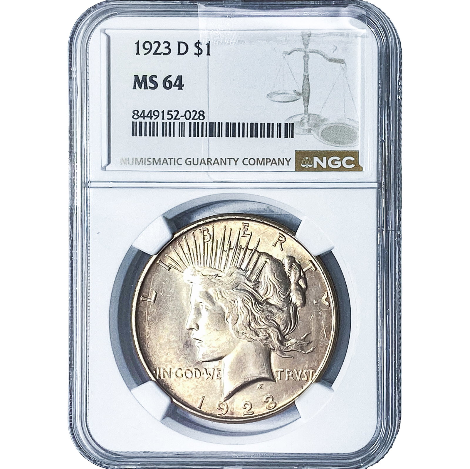 1923-D Silver Peace Dollar NGC MS64: 1923-D Silver Peace Dollar NGC MS64