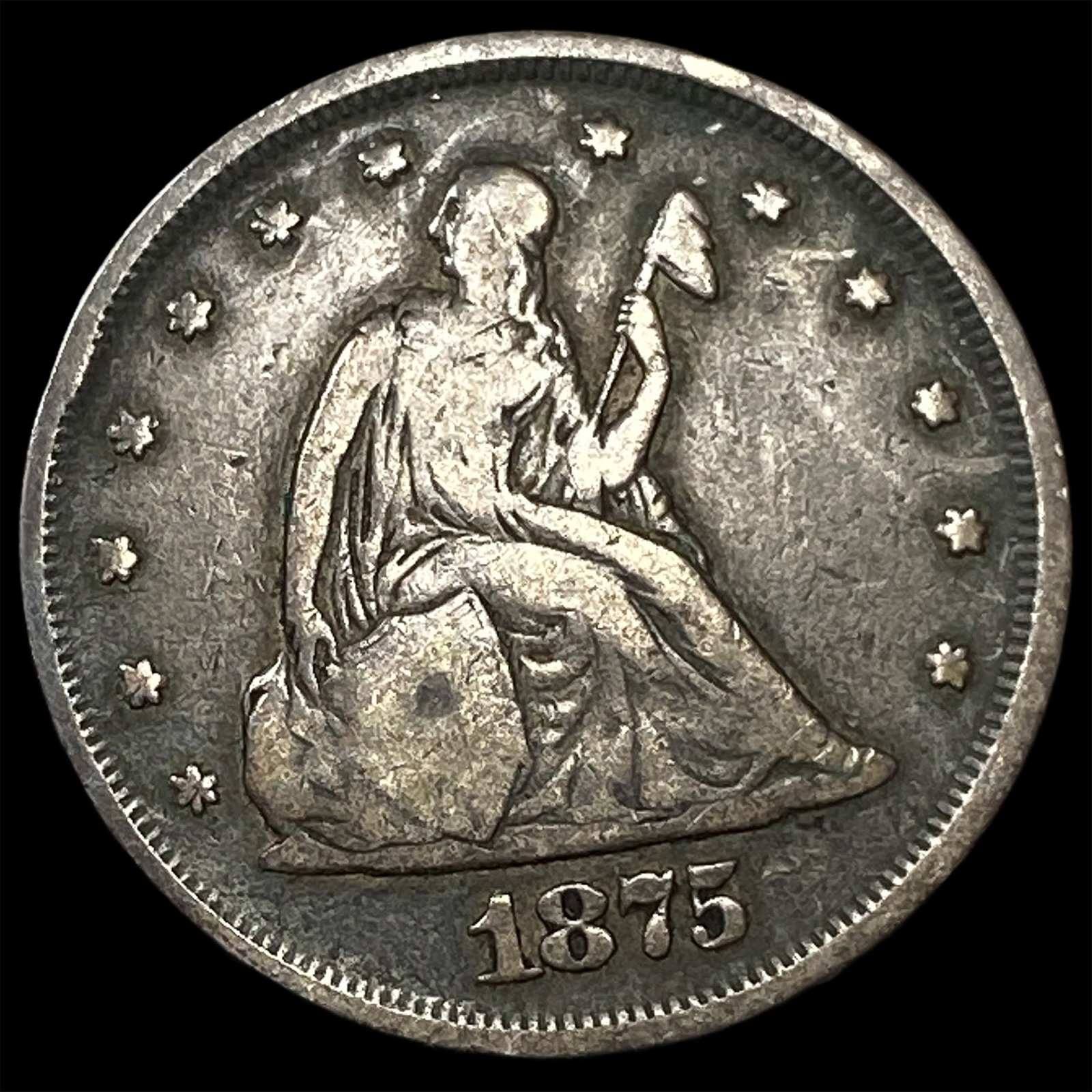 1875 Seated Liberty Twenty Cents LIGHTLY CIRCULATED: 1875 Seated Liberty Twenty Cents LIGHTLY CIRCULATED