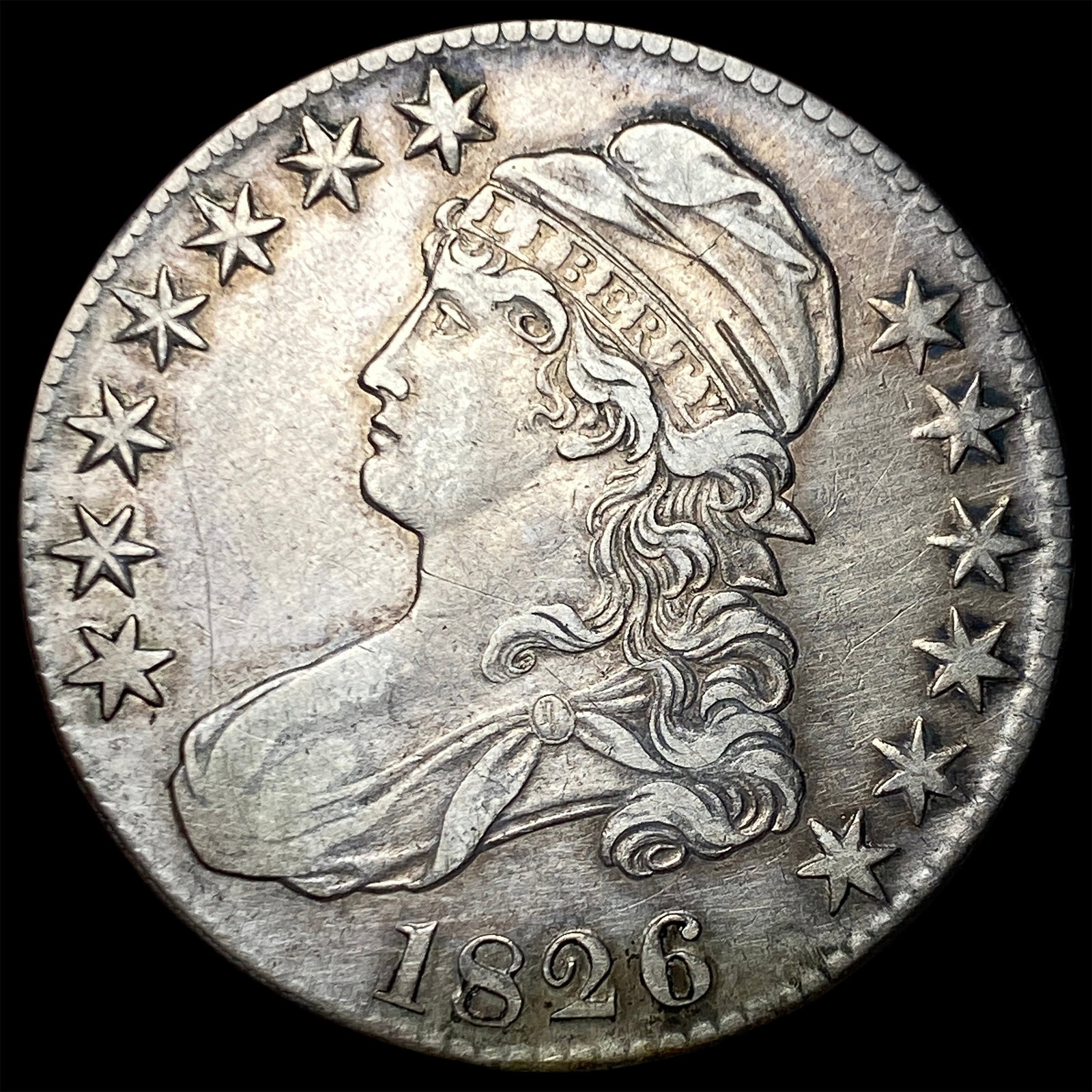 1826 Silver Capped Bust Half Dollar CLOSELY UNCIRCULATED: 1826 Silver Capped Bust Half Dollar CLOSELY UNCIRCULATED