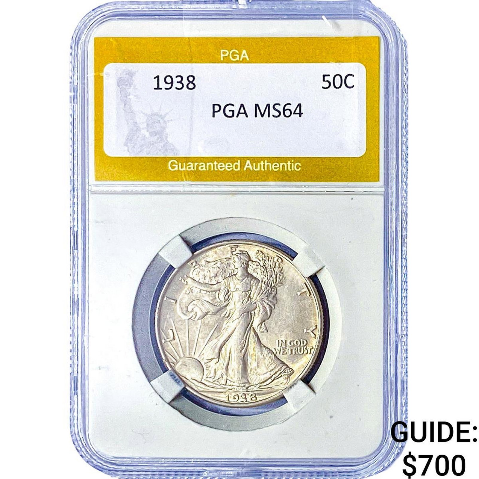1938 Walking Liberty Half Dollar PGA MS64: 1938 Walking Liberty Half Dollar PGA MS64