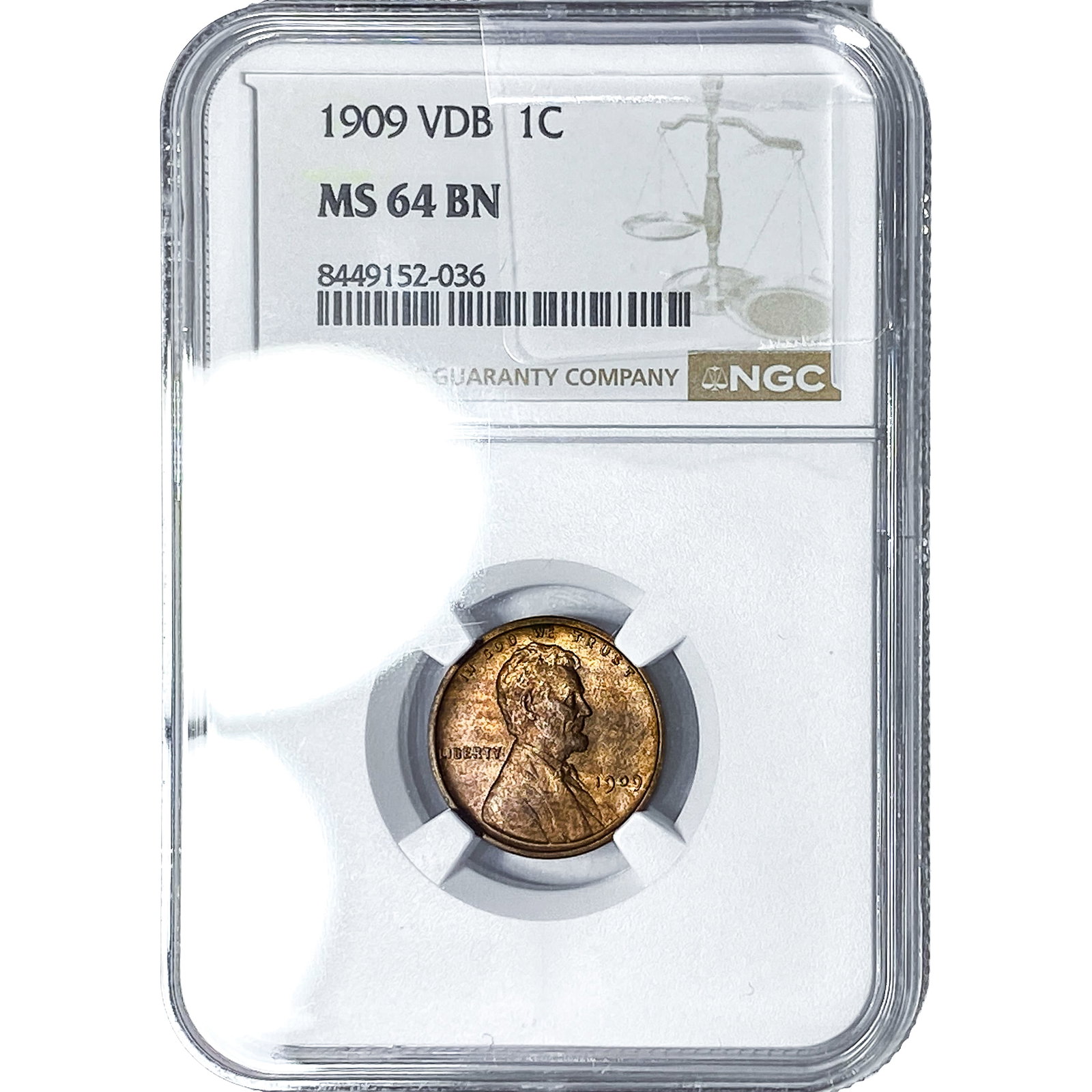 1909 VDB Wheat Cent NGC MS64 BN: 1909 VDB Wheat Cent NGC MS64 BN