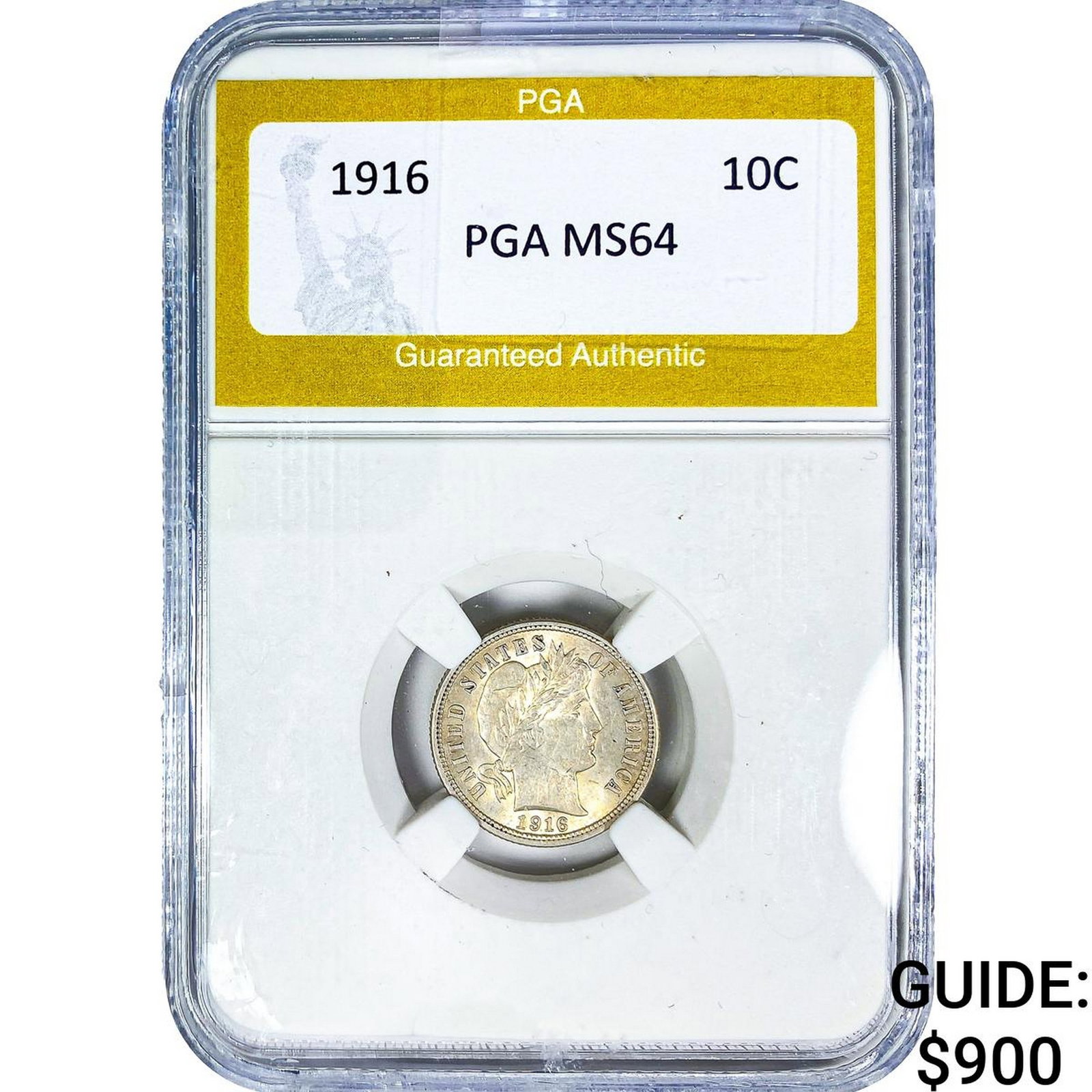 1916 Barber Dime PGA MS64: 1916 Barber Dime PGA MS64