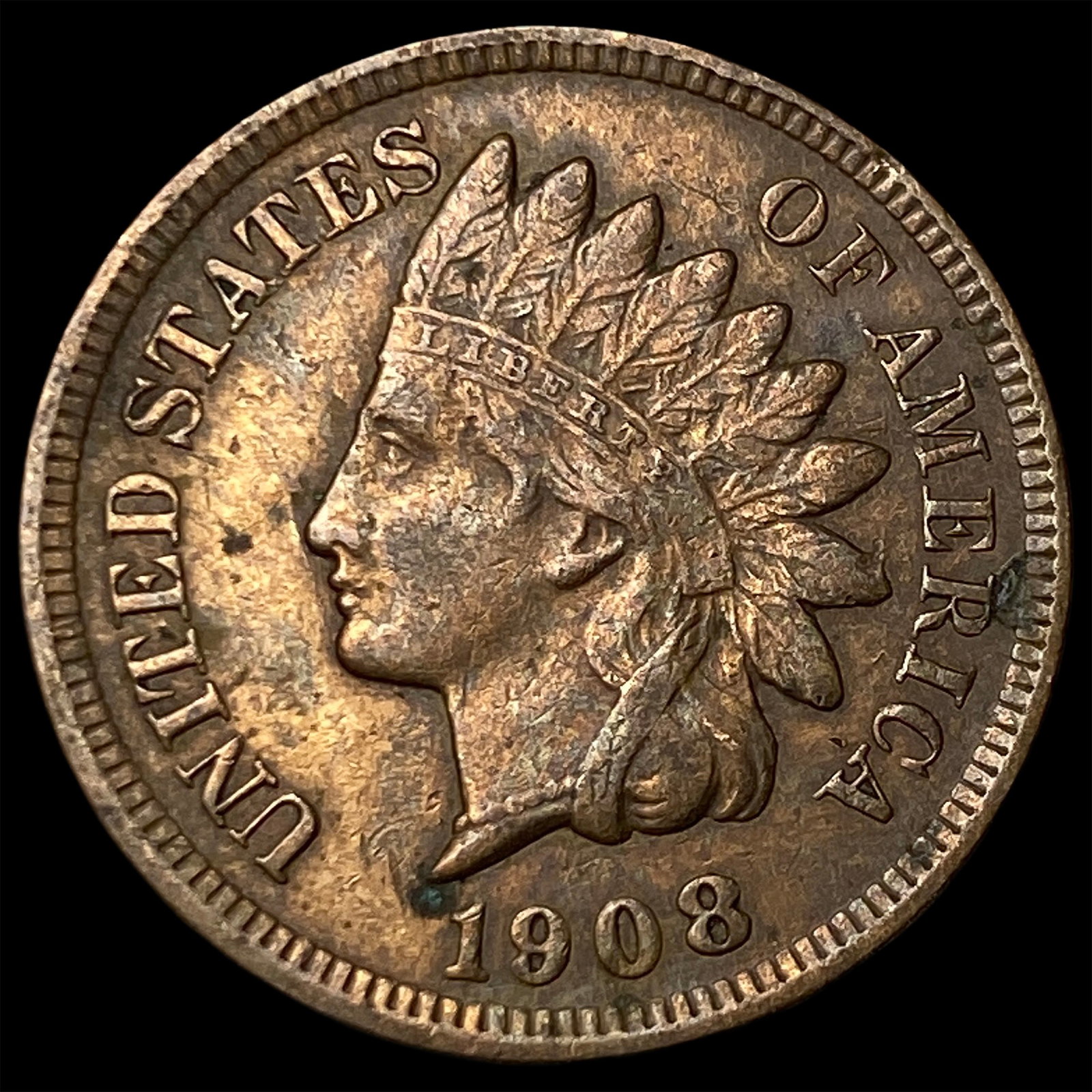 1908 Indian Head Cent CLOSELY UNCIRCULATED: 1908 Indian Head Cent CLOSELY UNCIRCULATED