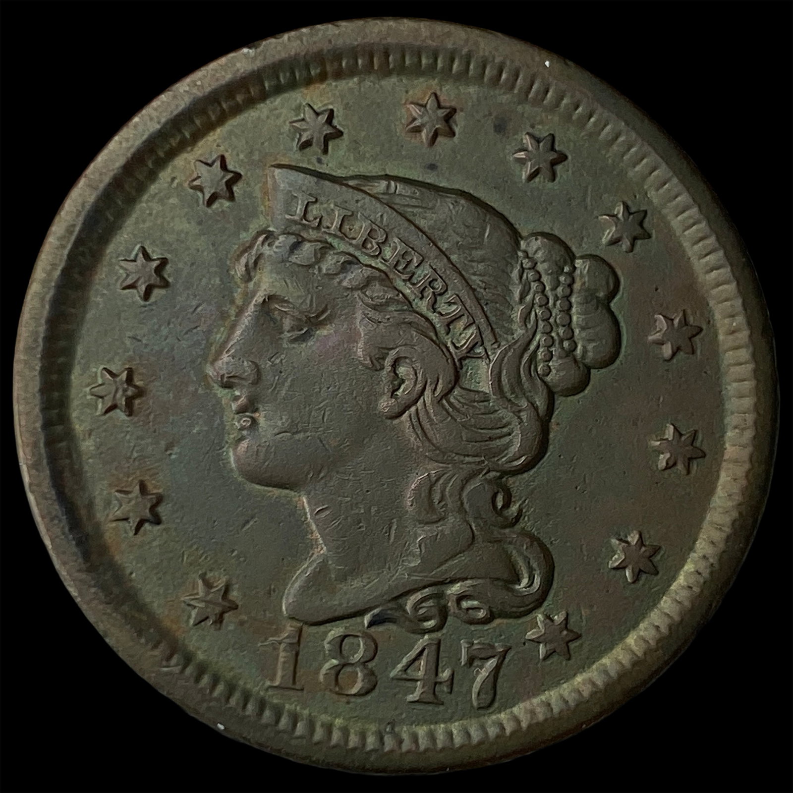 1847 Braided Hair Large Cent UNCIRCULATED (1 of 2)