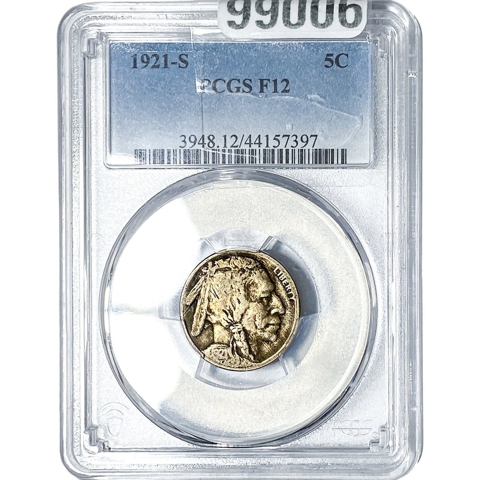 1921-S Buffalo Nickel PCGS F12: 1921-S Buffalo Nickel PCGS F12