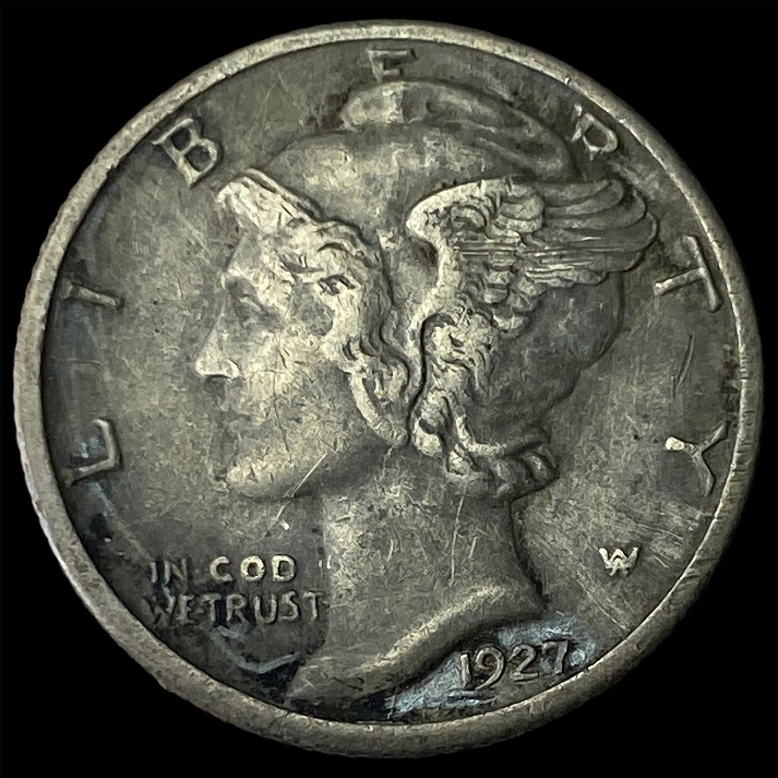 1927-S Silver Mercury Dime CLOSELY UNCIRCULATED: 1927-S Silver Mercury Dime CLOSELY UNCIRCULATED